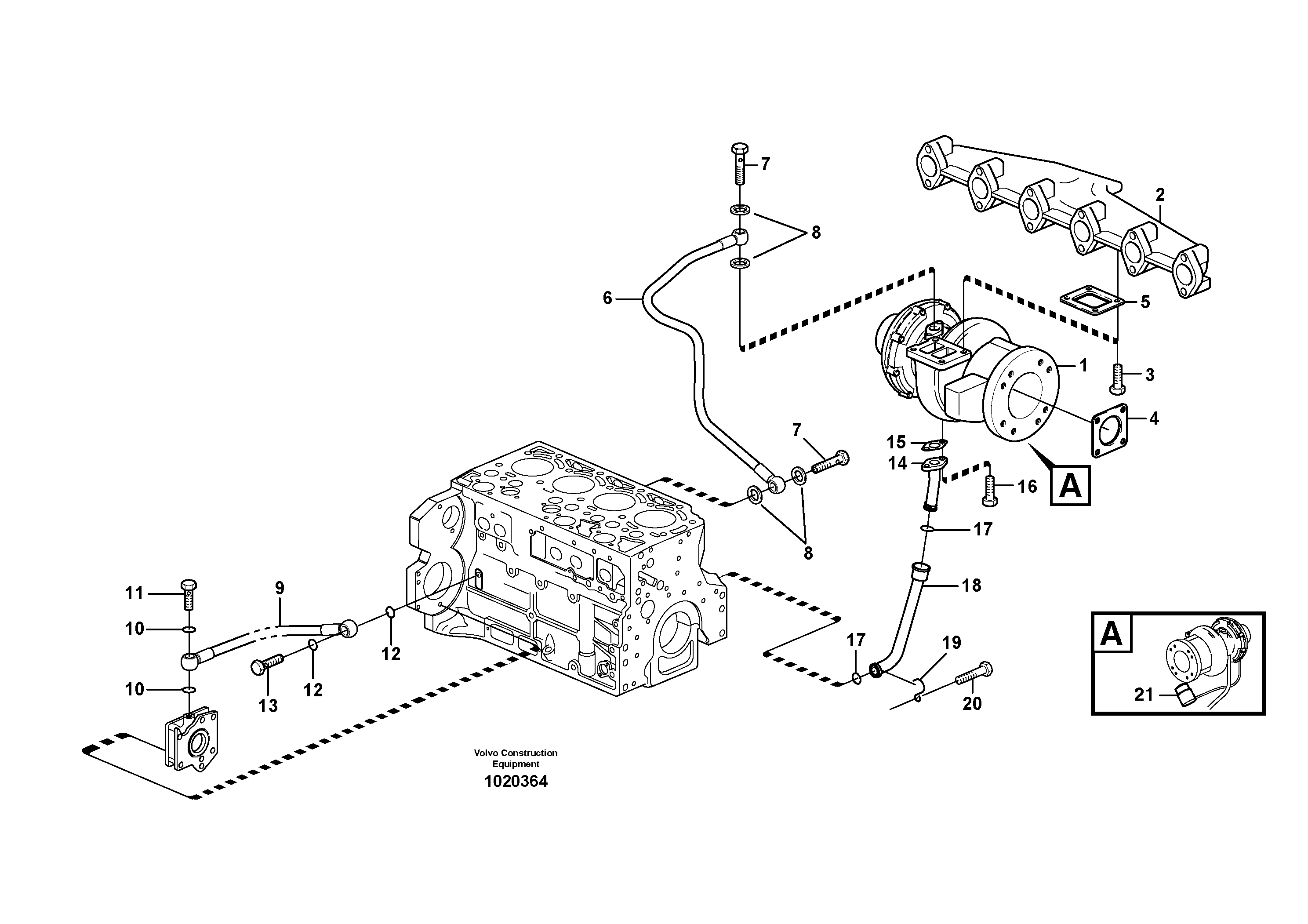 Turbocharger with fitting parts — volvo parts diagram