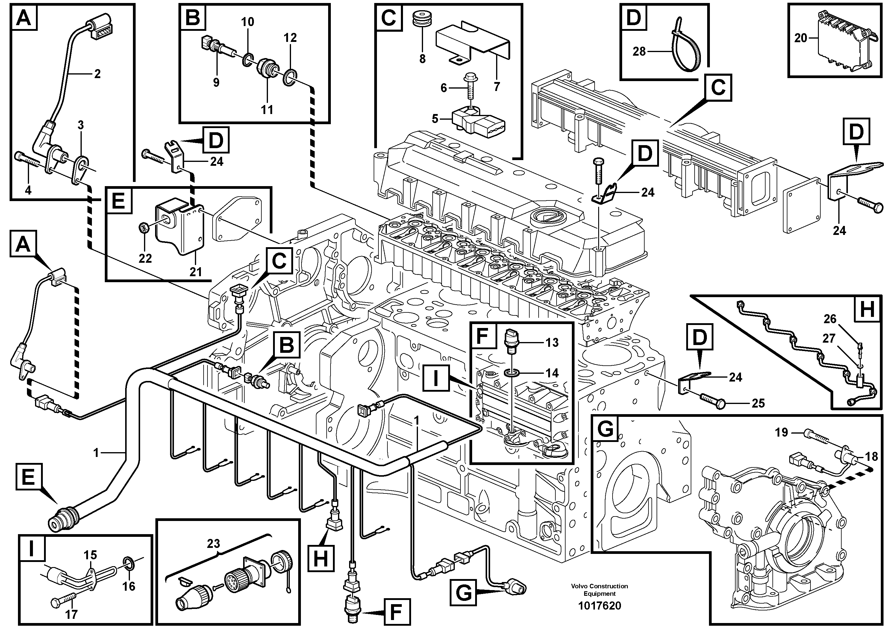 Cable harness, engine — volvo parts diagram