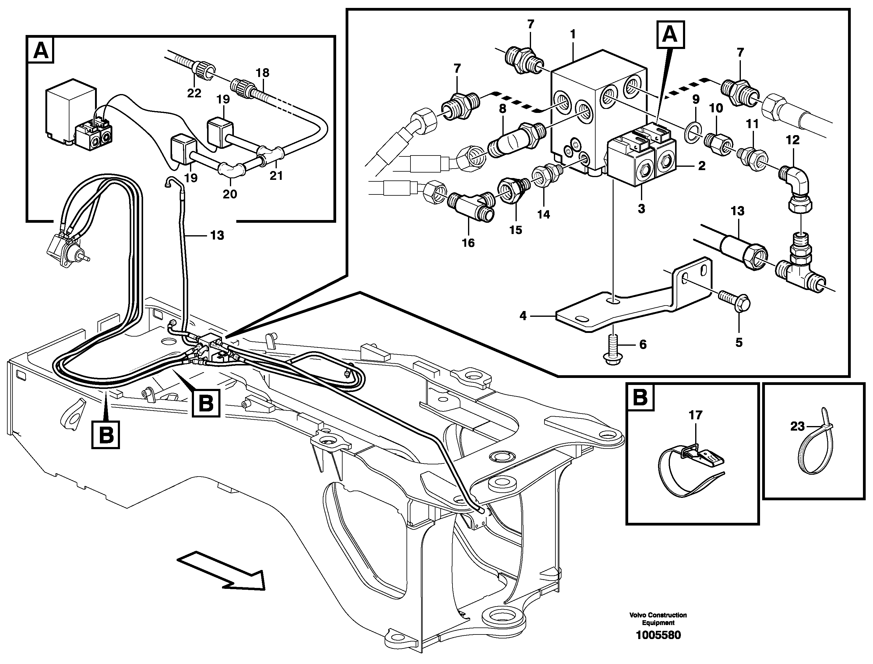 Hoses to fan drive  82402 SER NO - 1003 — volvo parts diagram