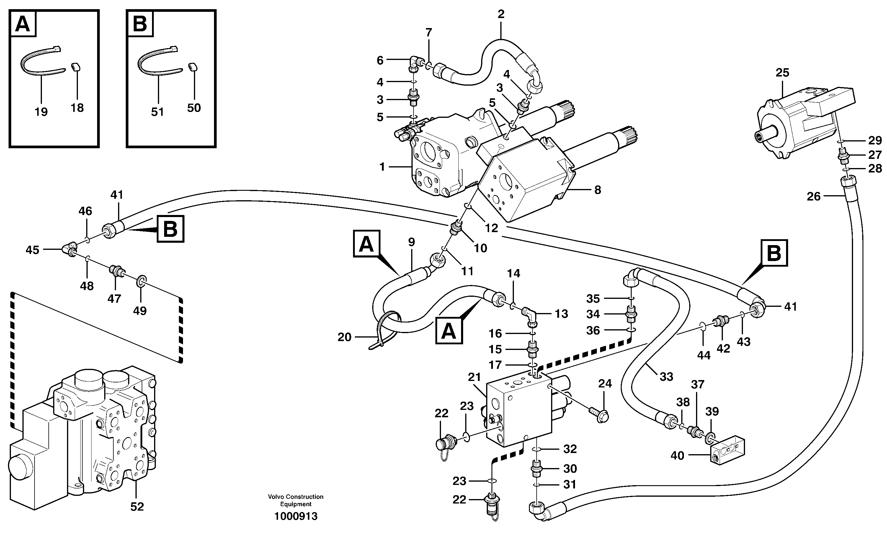Feed line, pump - central block — volvo parts diagram