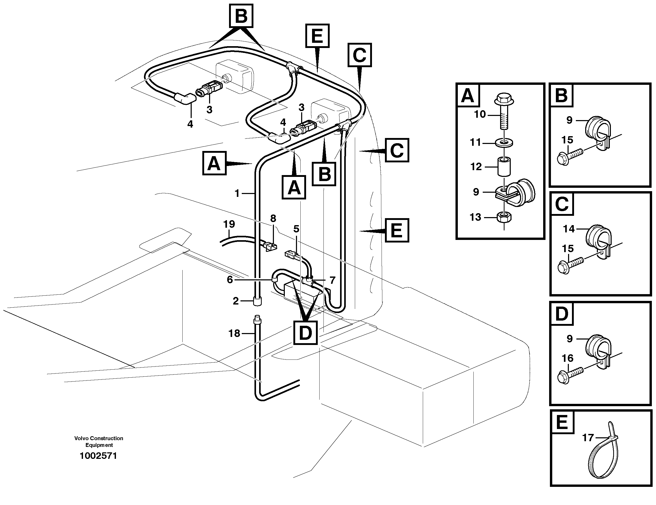 Cable harness, radiator — volvo parts diagram