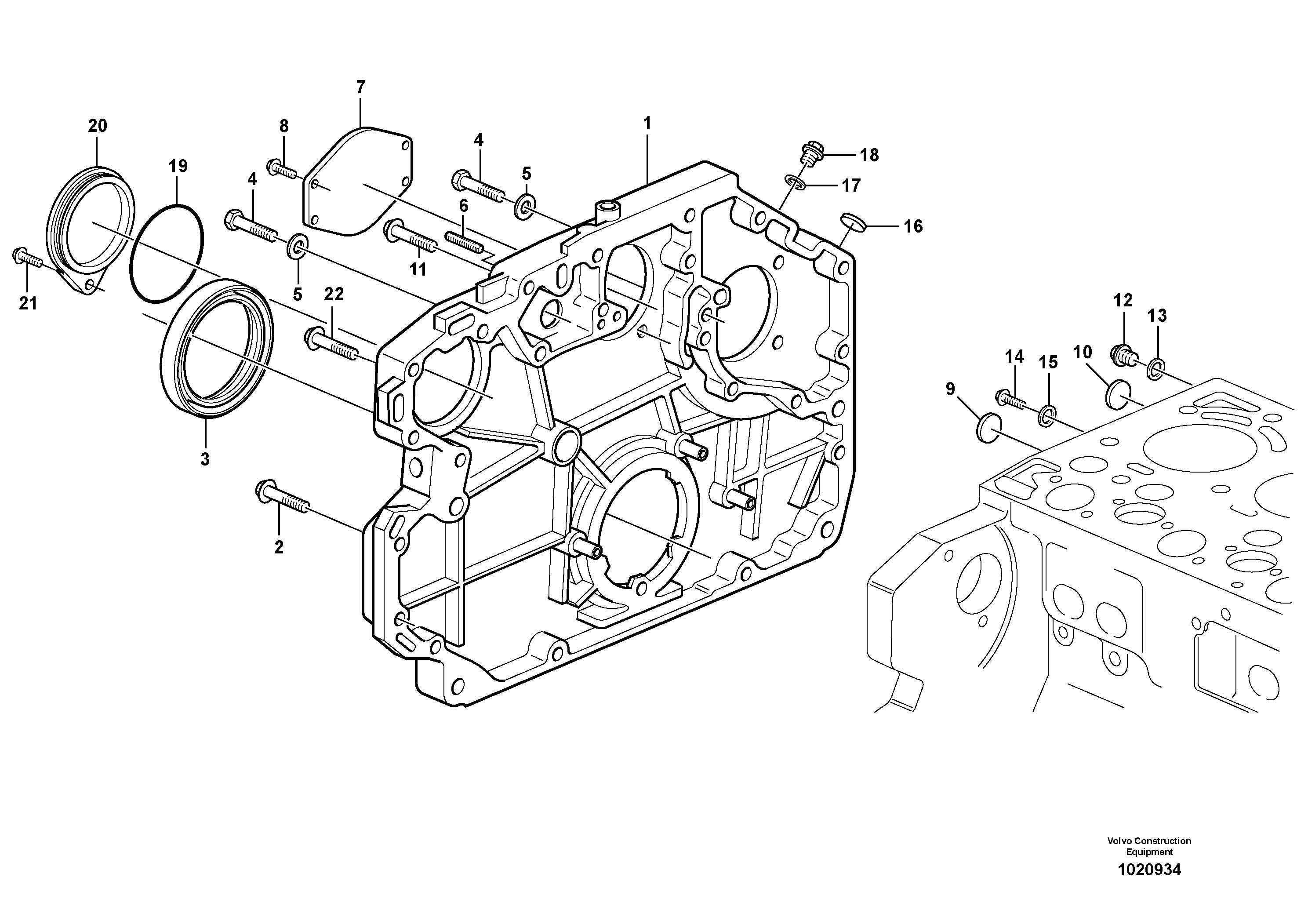 Timing gear casing — volvo parts diagram