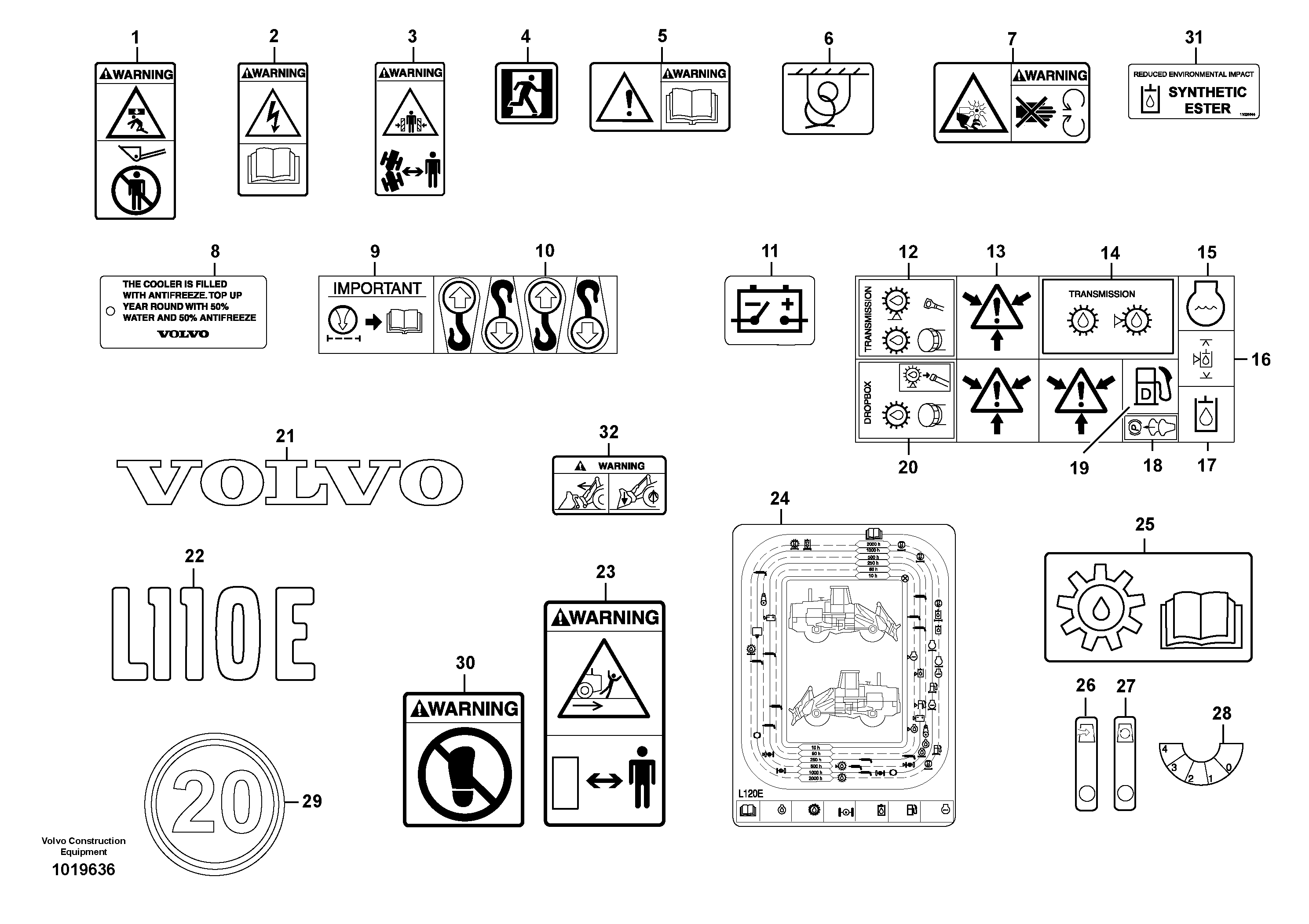 Illustrations of sign plates and decals — volvo parts diagram