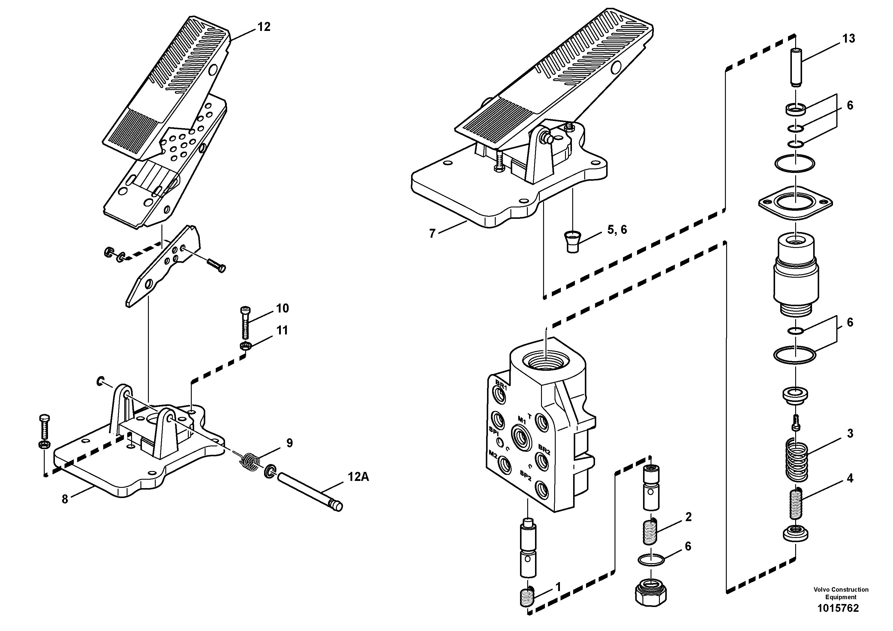 Footbrake valve — volvo parts diagram