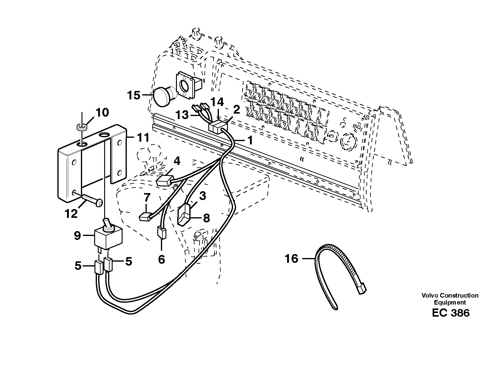 Cable harness, detent, 3rd hydraulic function  80098 — volvo parts diagram