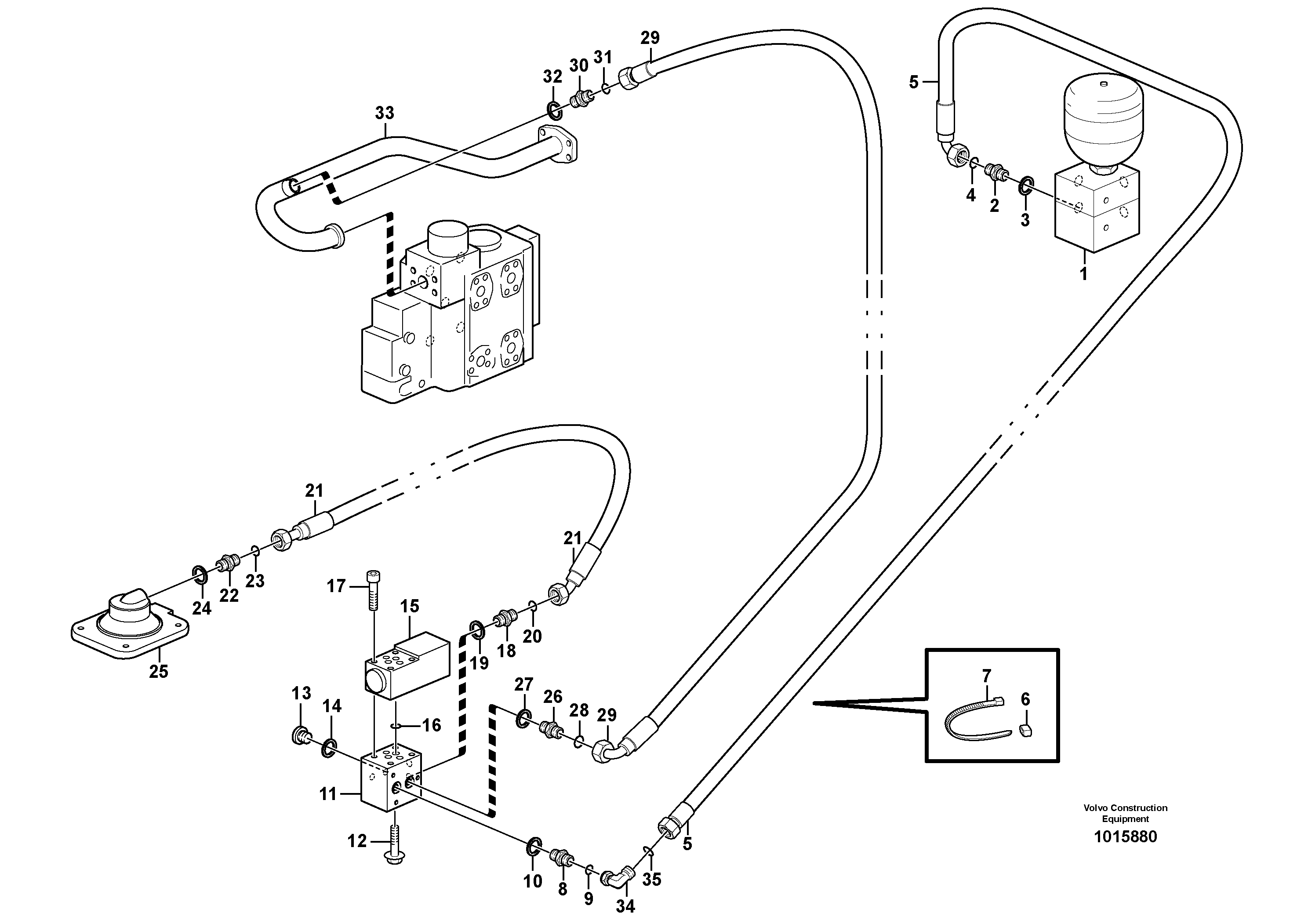 Differential lock, hydraulic line — volvo parts diagram