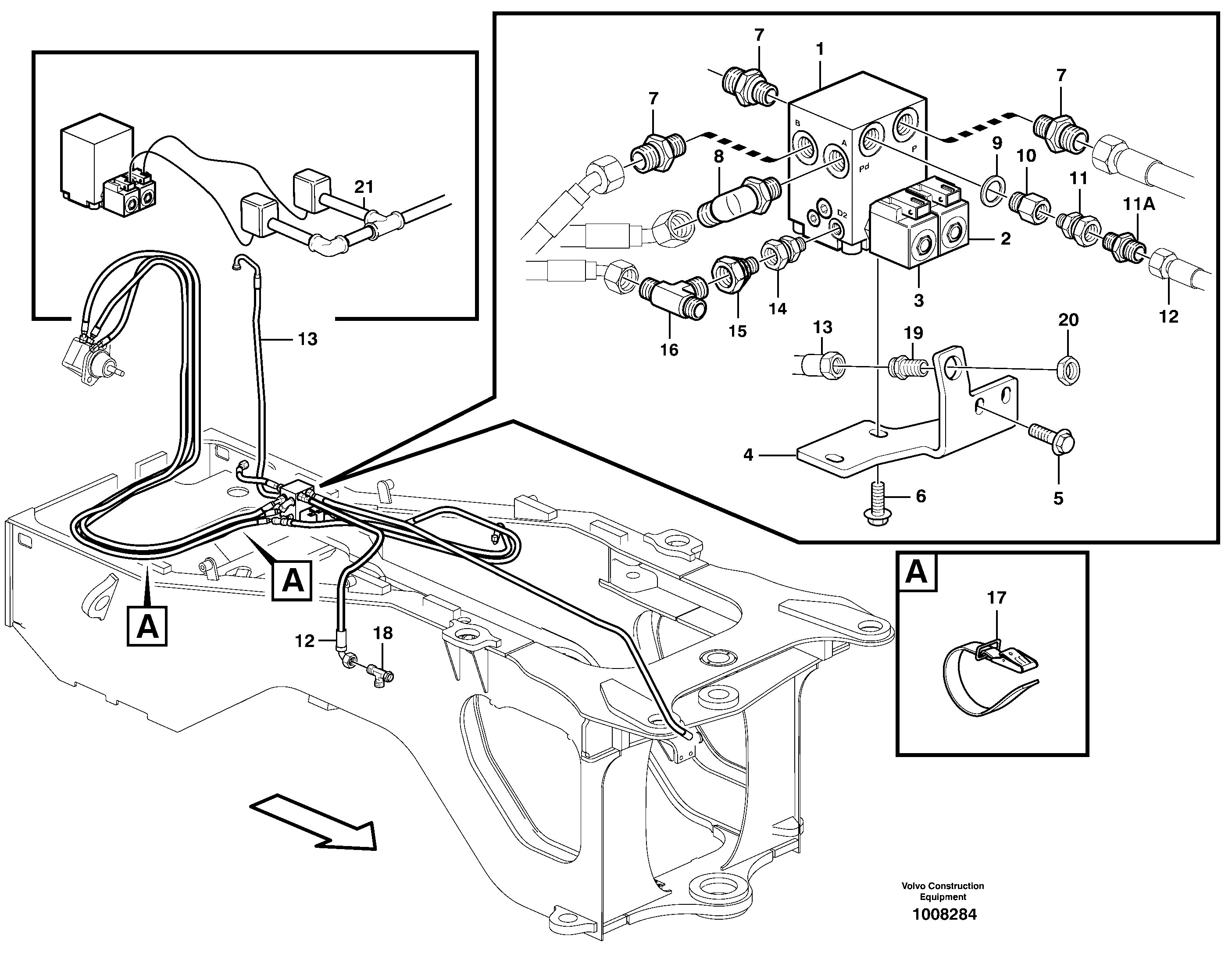Hoses to fan drive  82402, SER NO 1004 - — volvo parts diagram