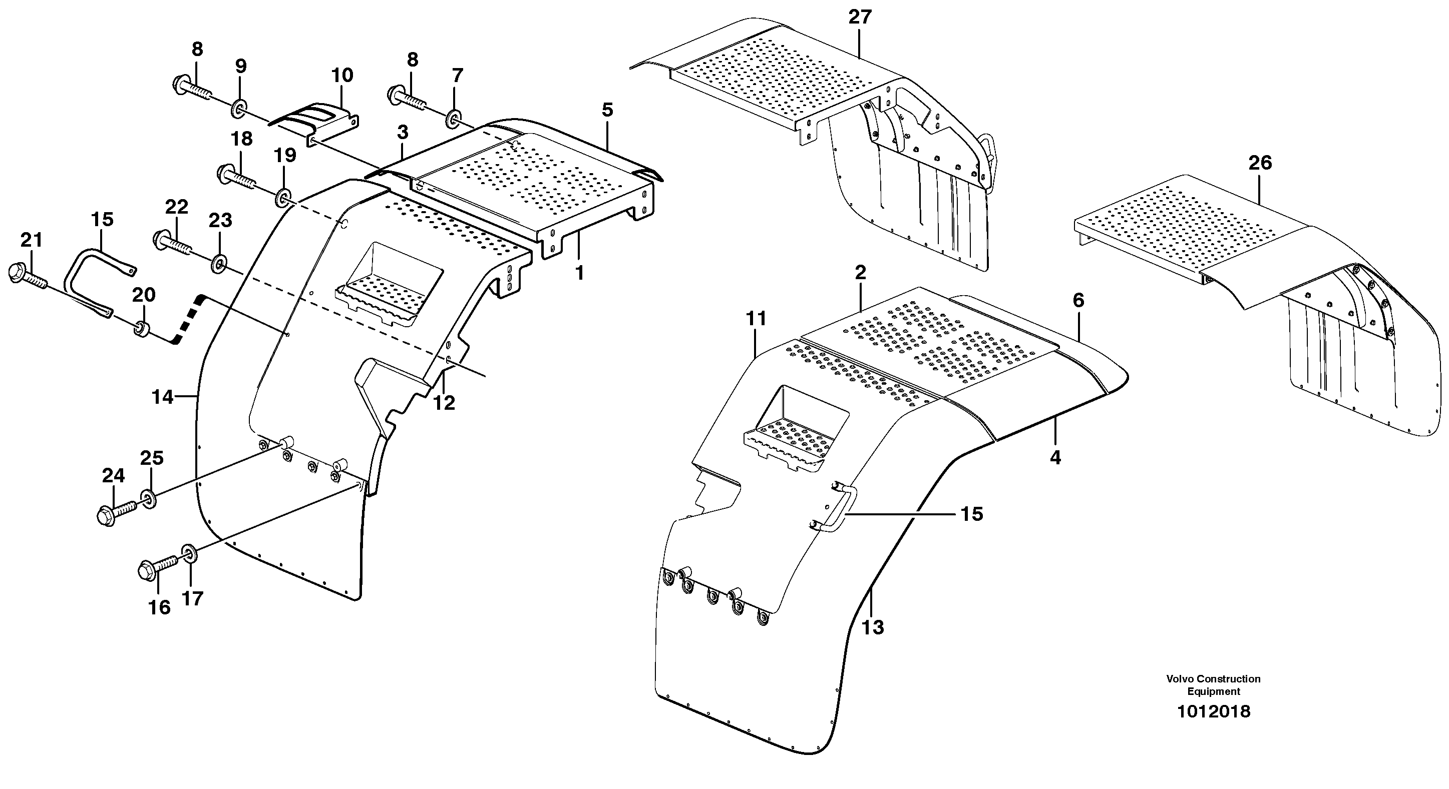 Fender, rear  33359, 80905, 82540, 82536, 82311 — volvo parts diagram