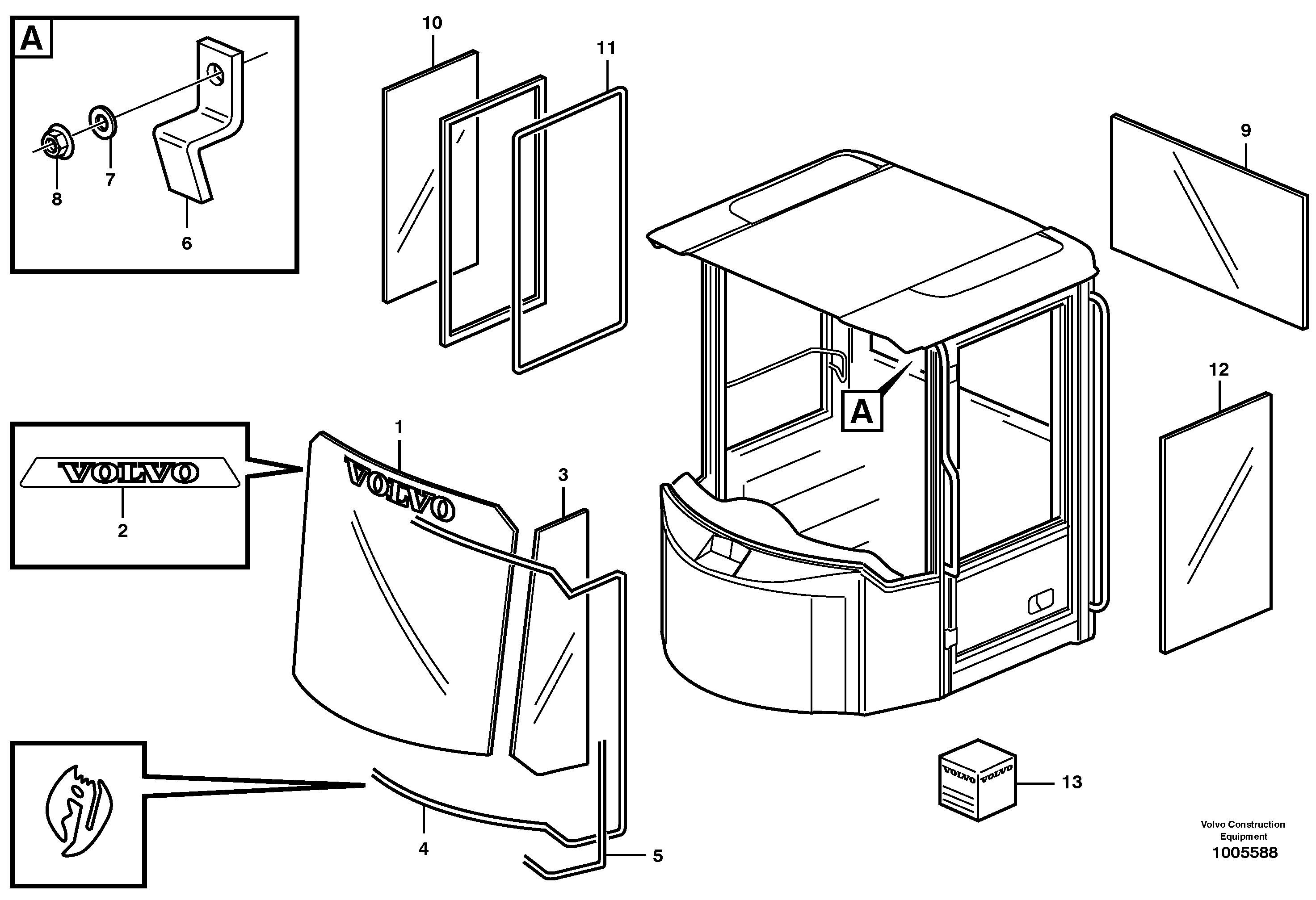 Glass panes — volvo parts diagram