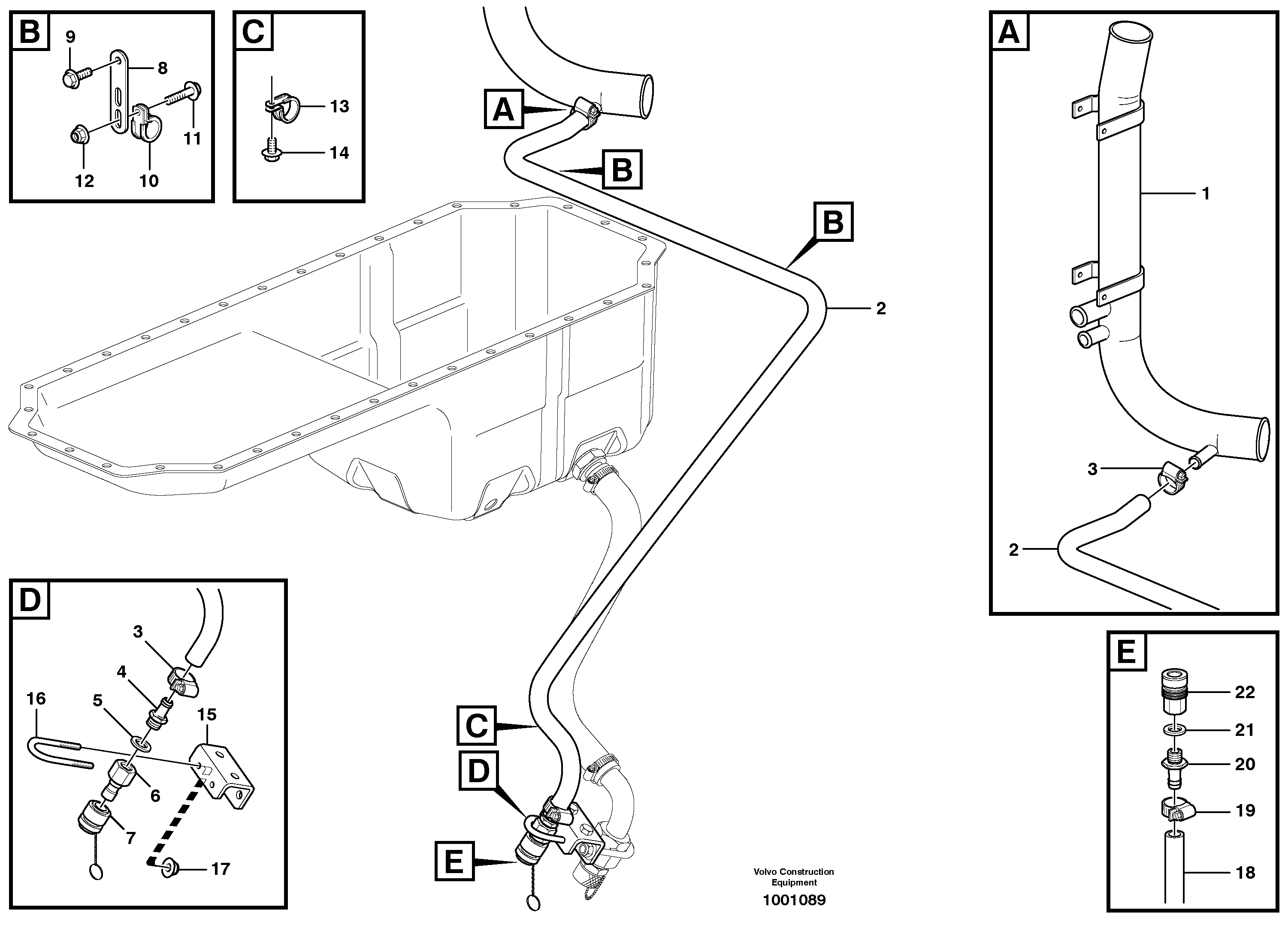 Coolant drainage — volvo parts diagram