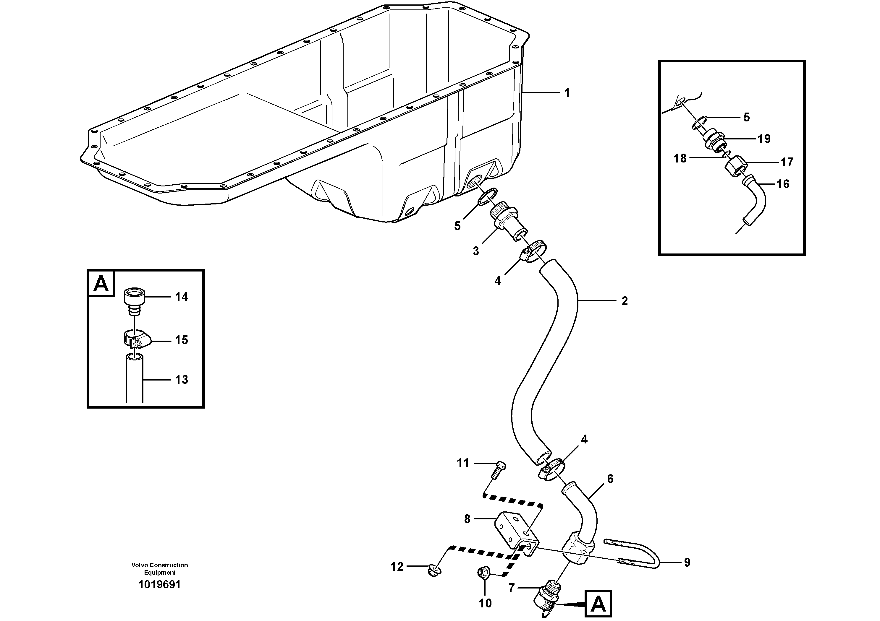 Drain line, oil sump — volvo parts diagram