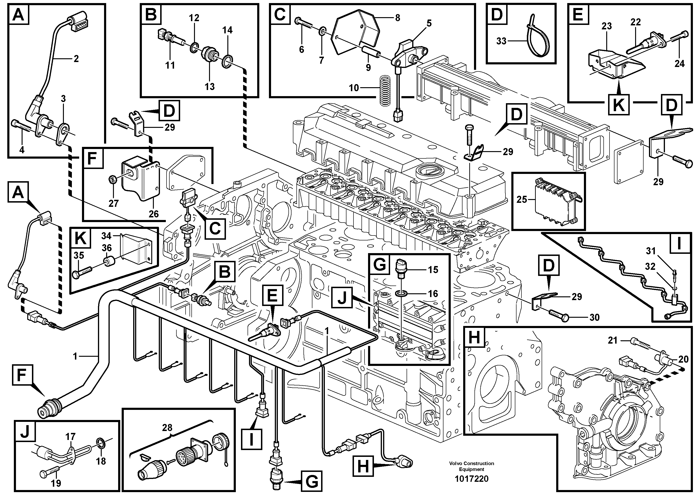 Cable harness, engine — volvo parts diagram