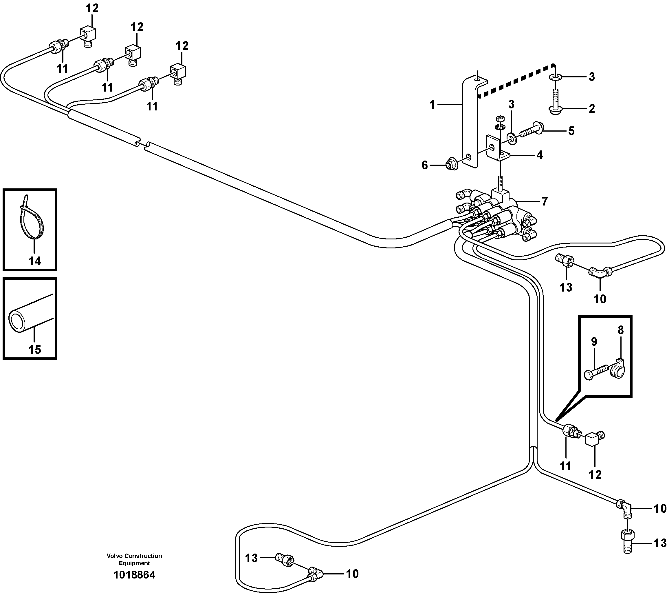 Central lubrication with fitting parts. B1  82629, 80928 — volvo parts diagram