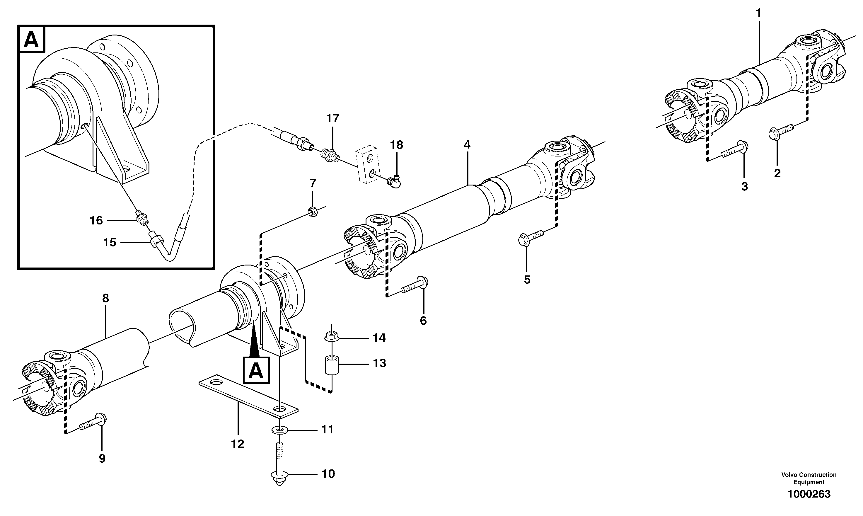 Propeller shafts with fitting parts — volvo parts diagram