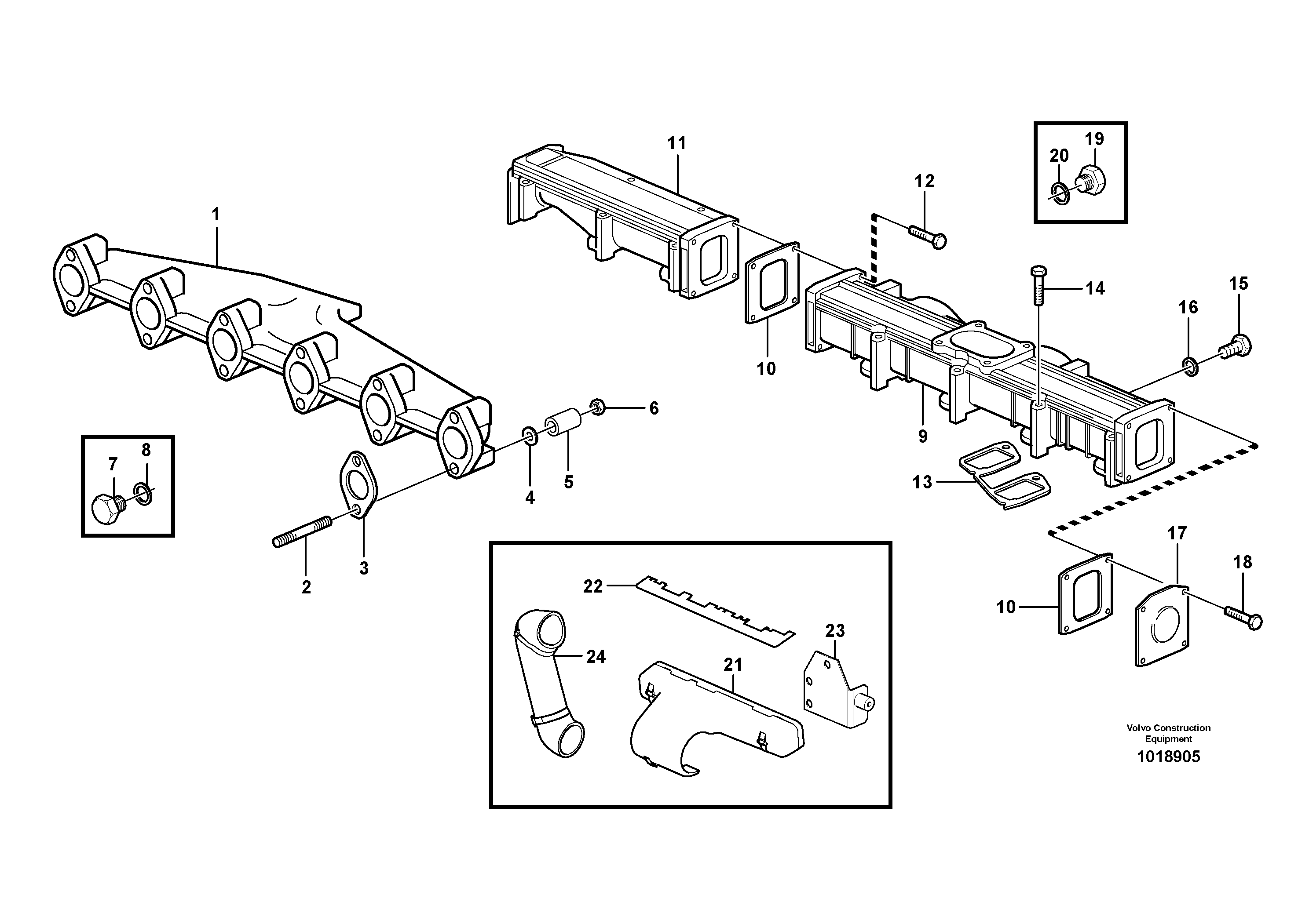 Inlet manifold and exhaust manifold — volvo parts diagram