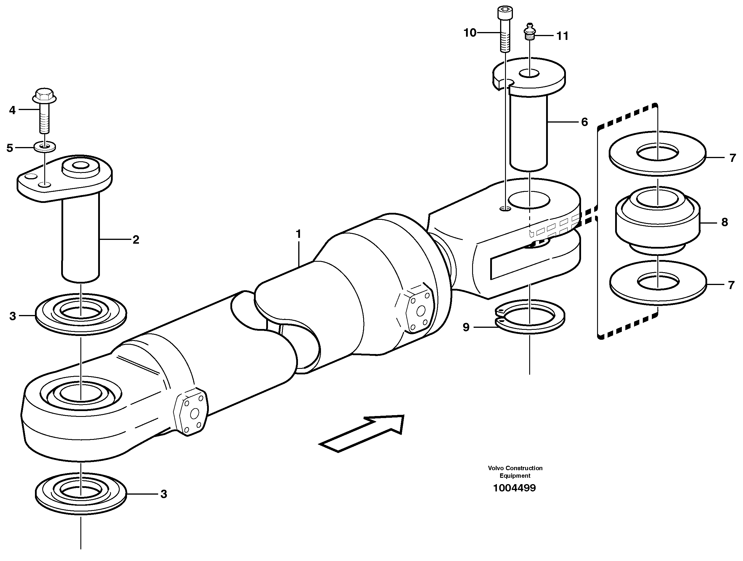 Hydraulic cylinder with fitting parts — volvo parts diagram