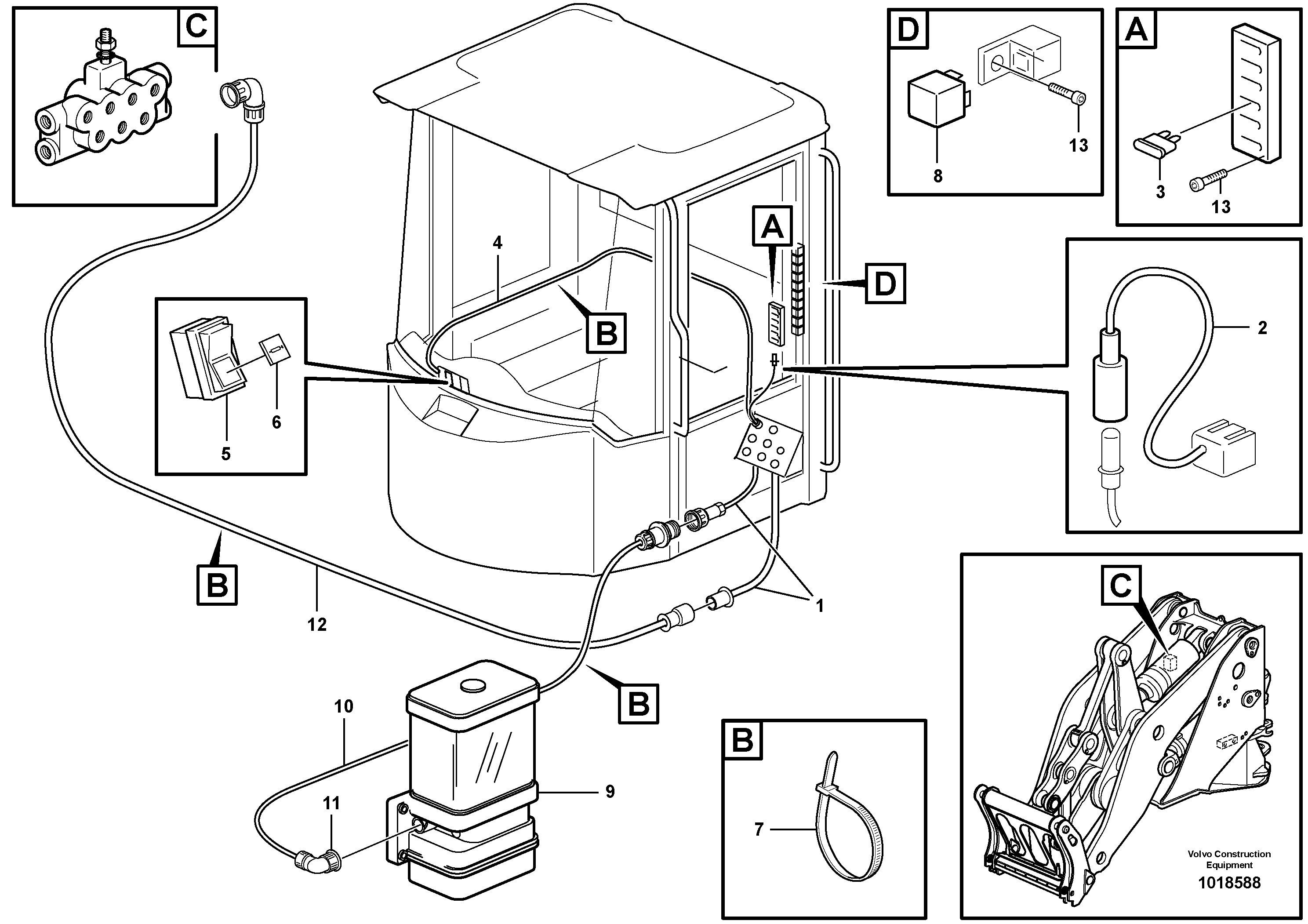 Cable harness, central lubrication.  82629, 80928 — volvo parts diagram