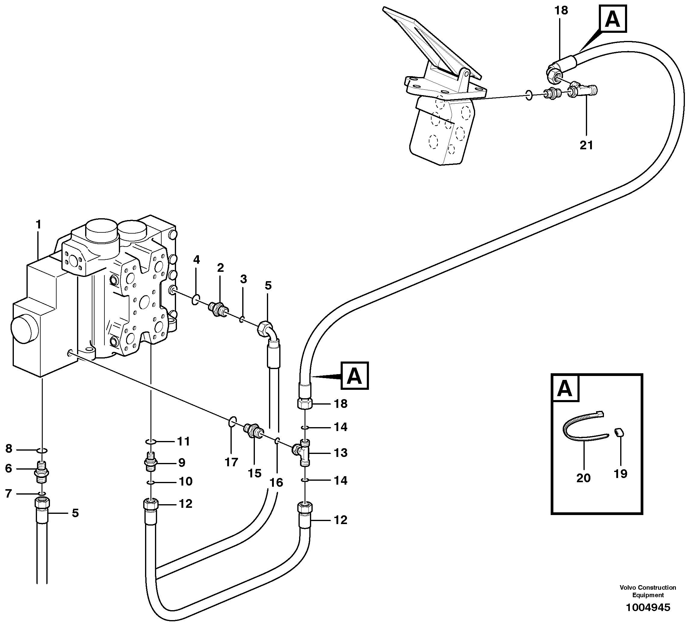 Drainage line, control valve — volvo parts diagram