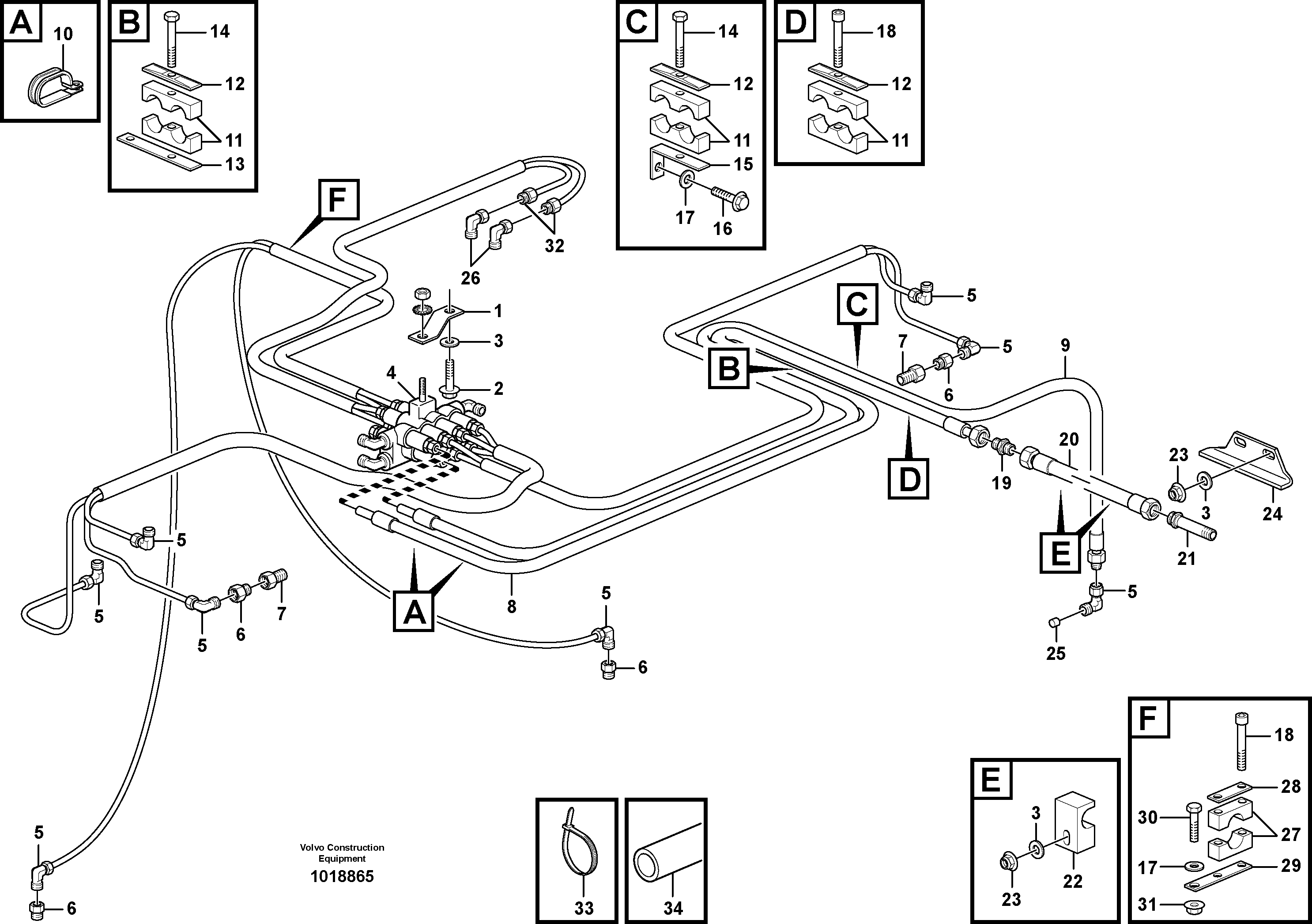 Central lubrication with fitting parts. B2  82629, 80928 — volvo parts diagram