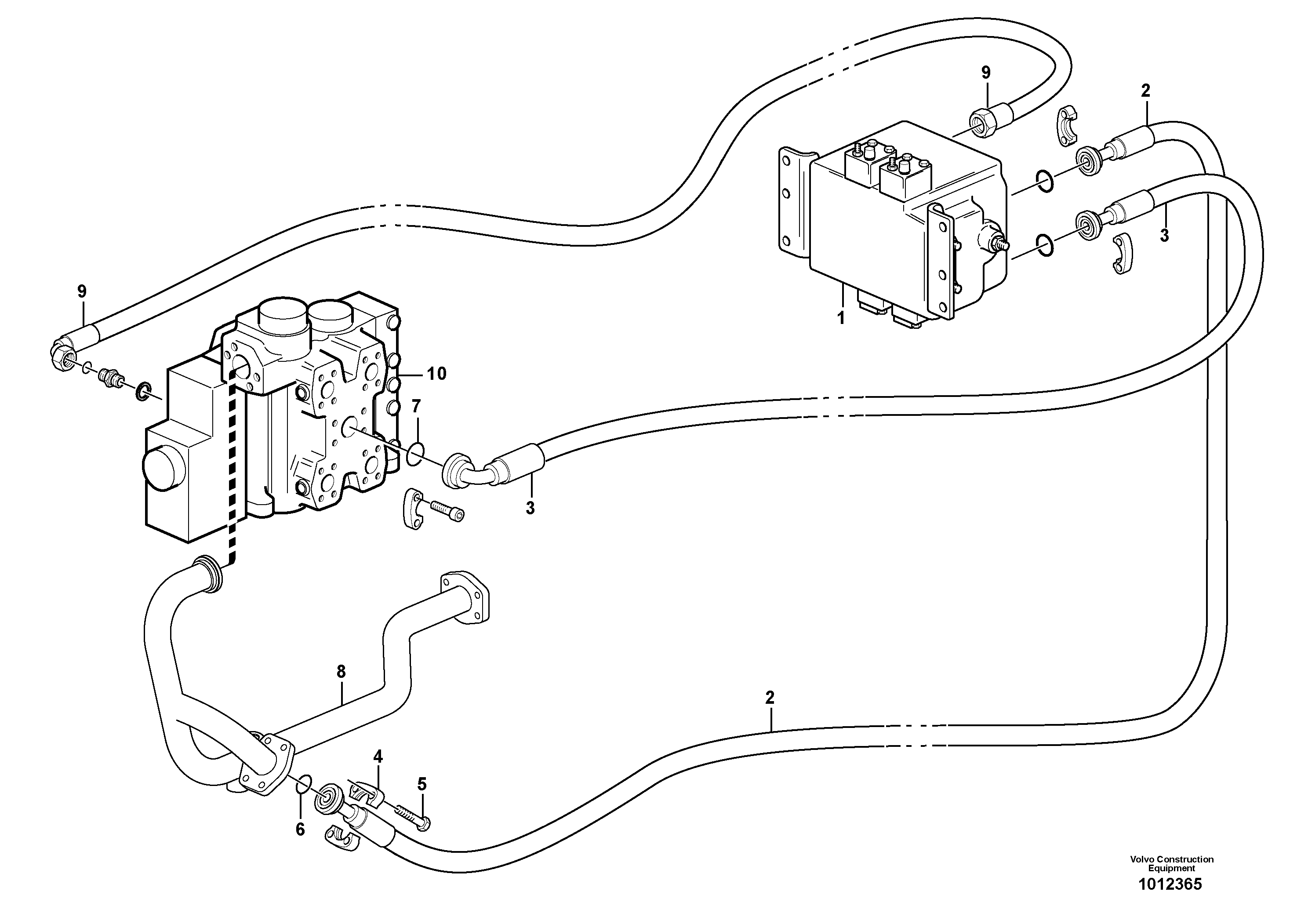 Hydraulic system, feed and return lines 3rd function.  82046, 83469 — volvo parts diagram
