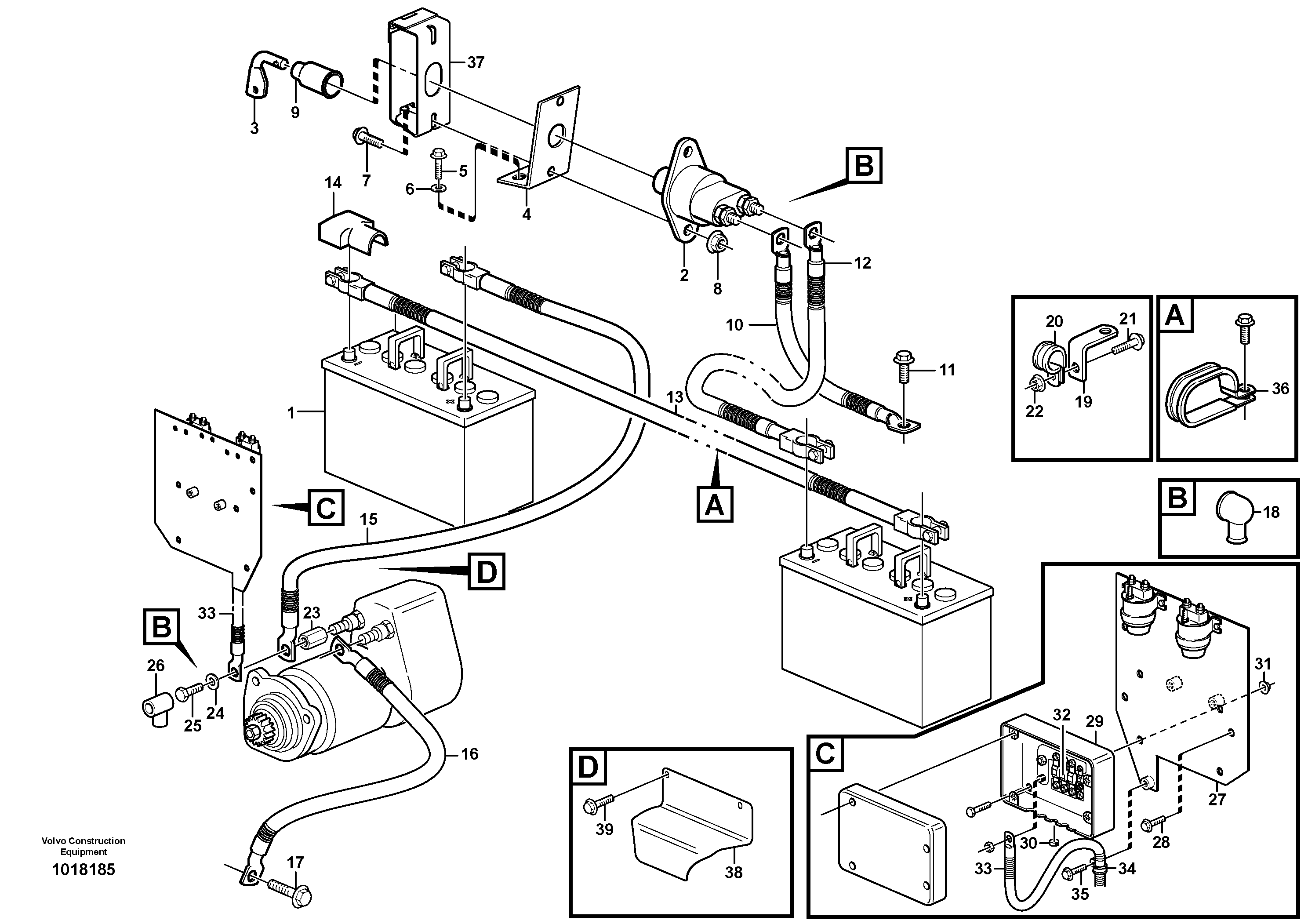 Battery cable and main switch — volvo parts diagram