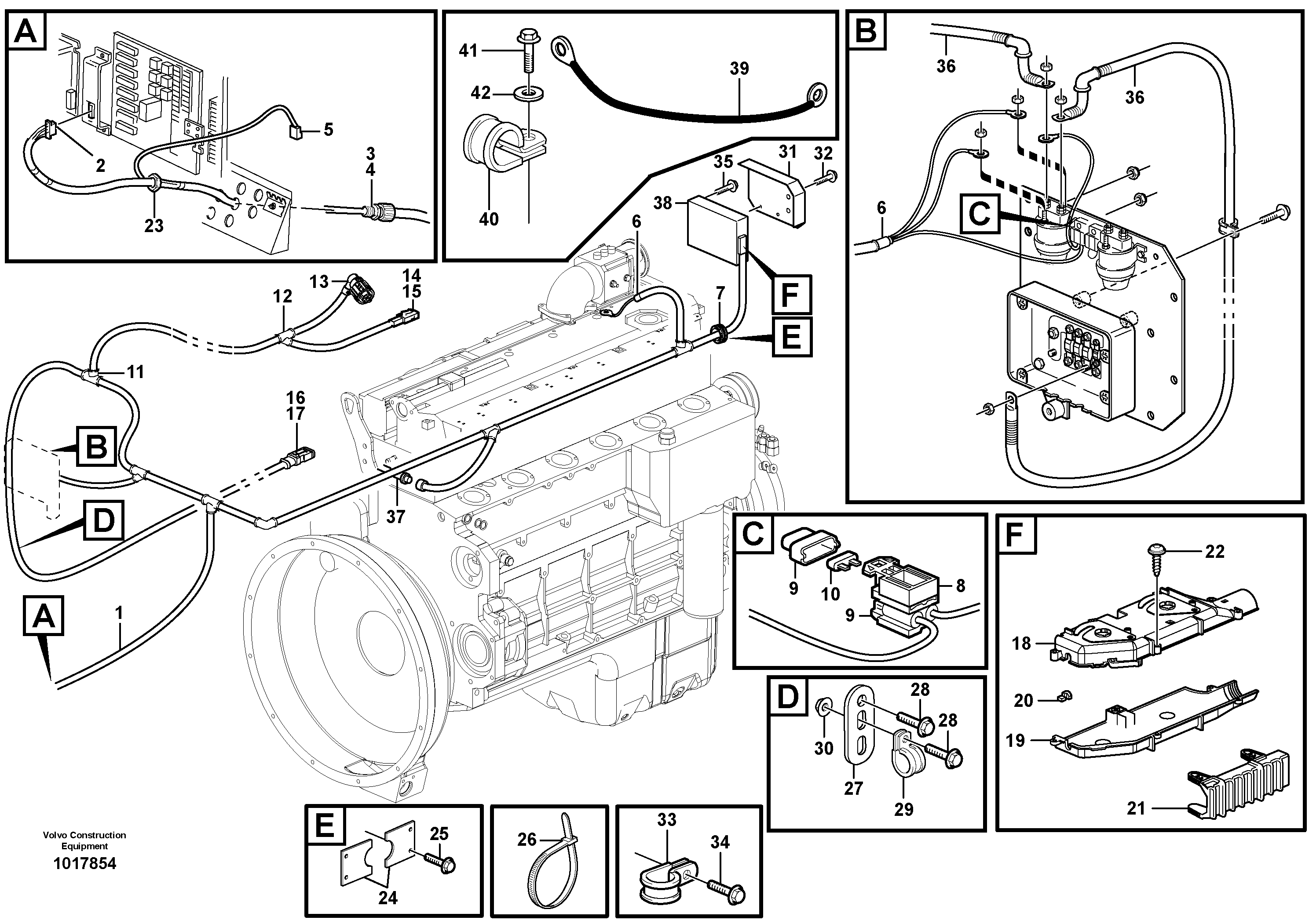 Cable harness, electricaldistrib. unit - engine E-ECU — volvo parts diagram