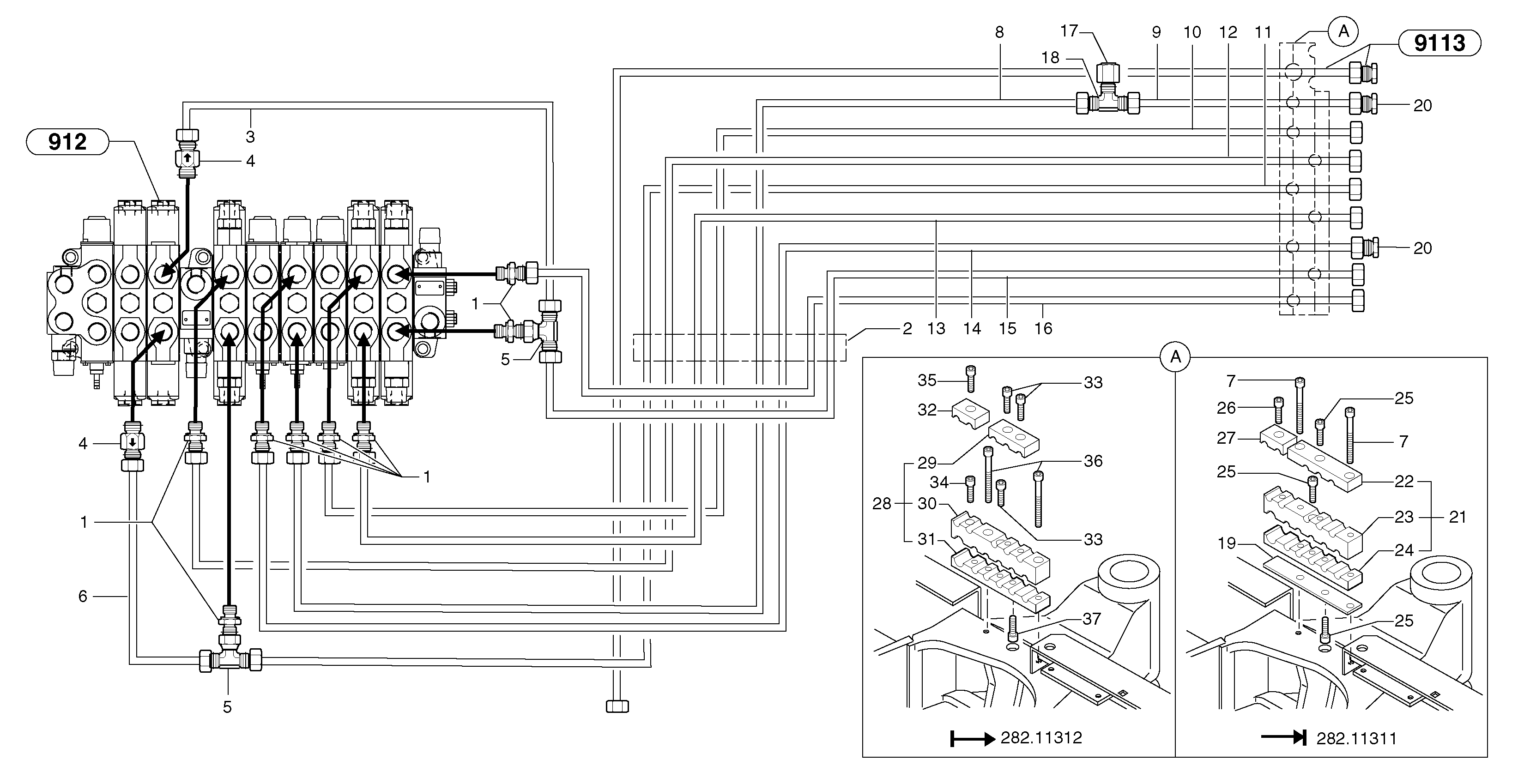 Hydraulic circuit ( platform ) — volvo parts diagram