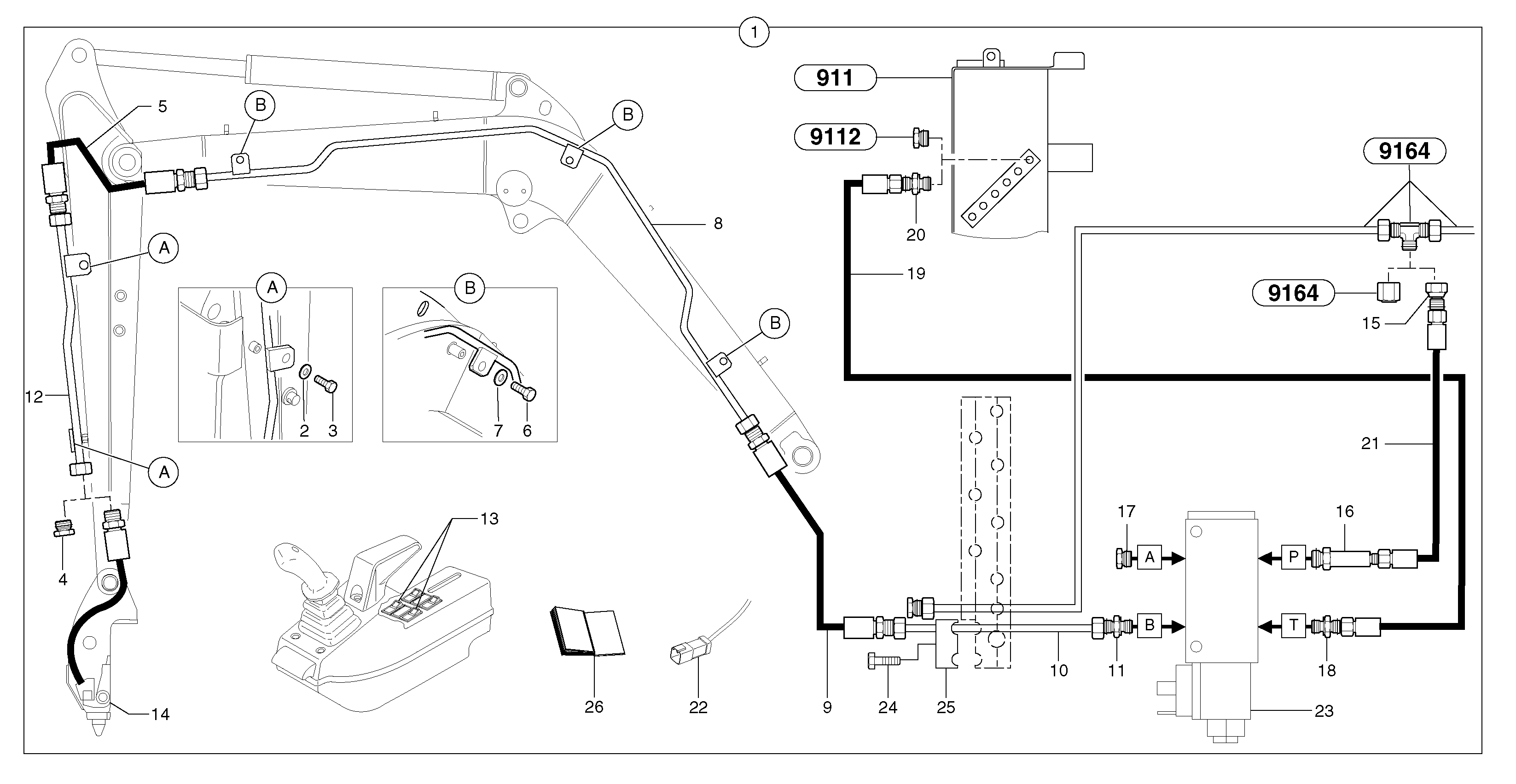 Hydraulic circuit ( snap-action attachment ) — volvo parts diagram