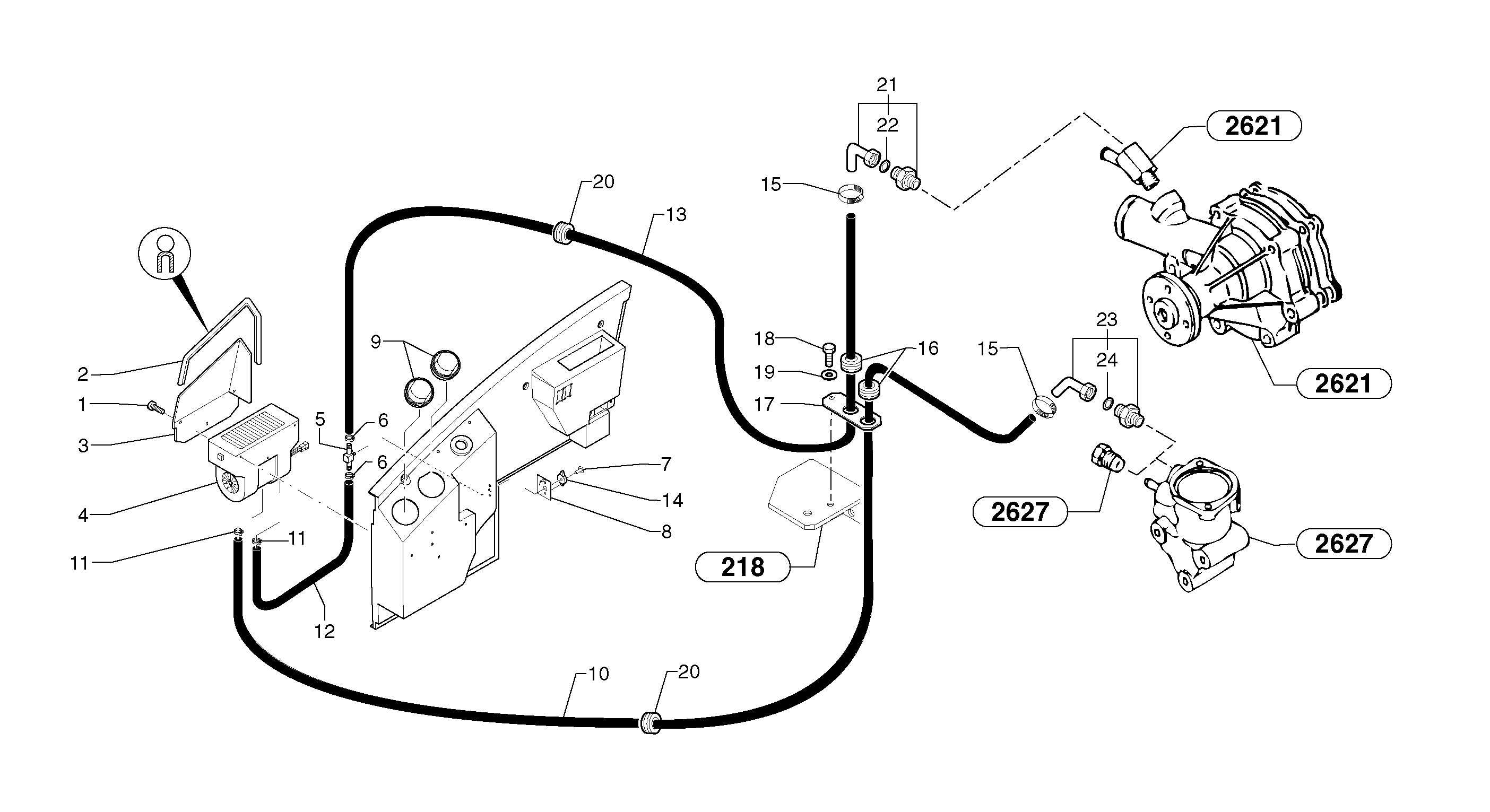 Cab heating installation — volvo parts diagram
