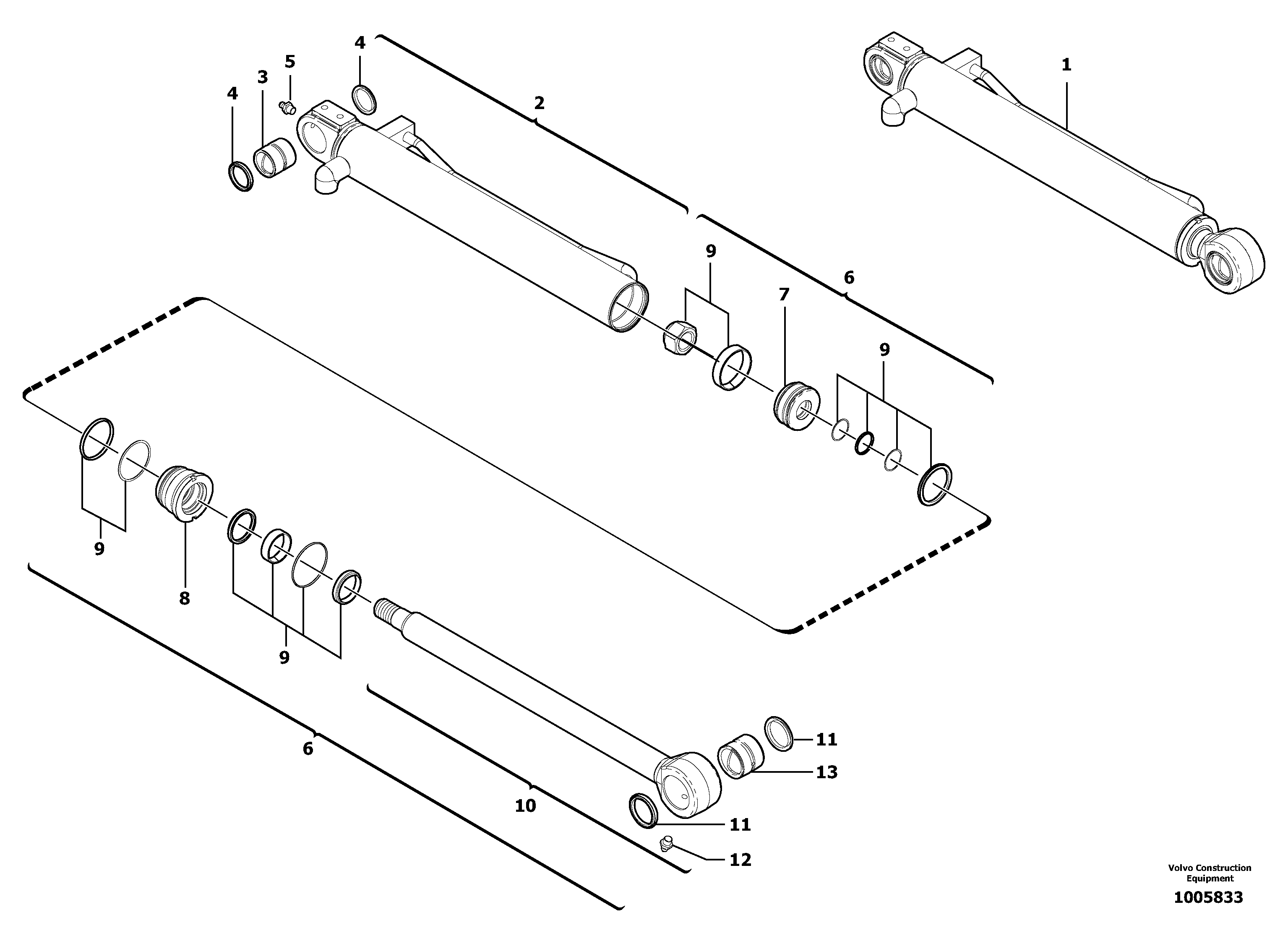 Bucket cylinder  S/N13993,S/N14009 — volvo parts diagram