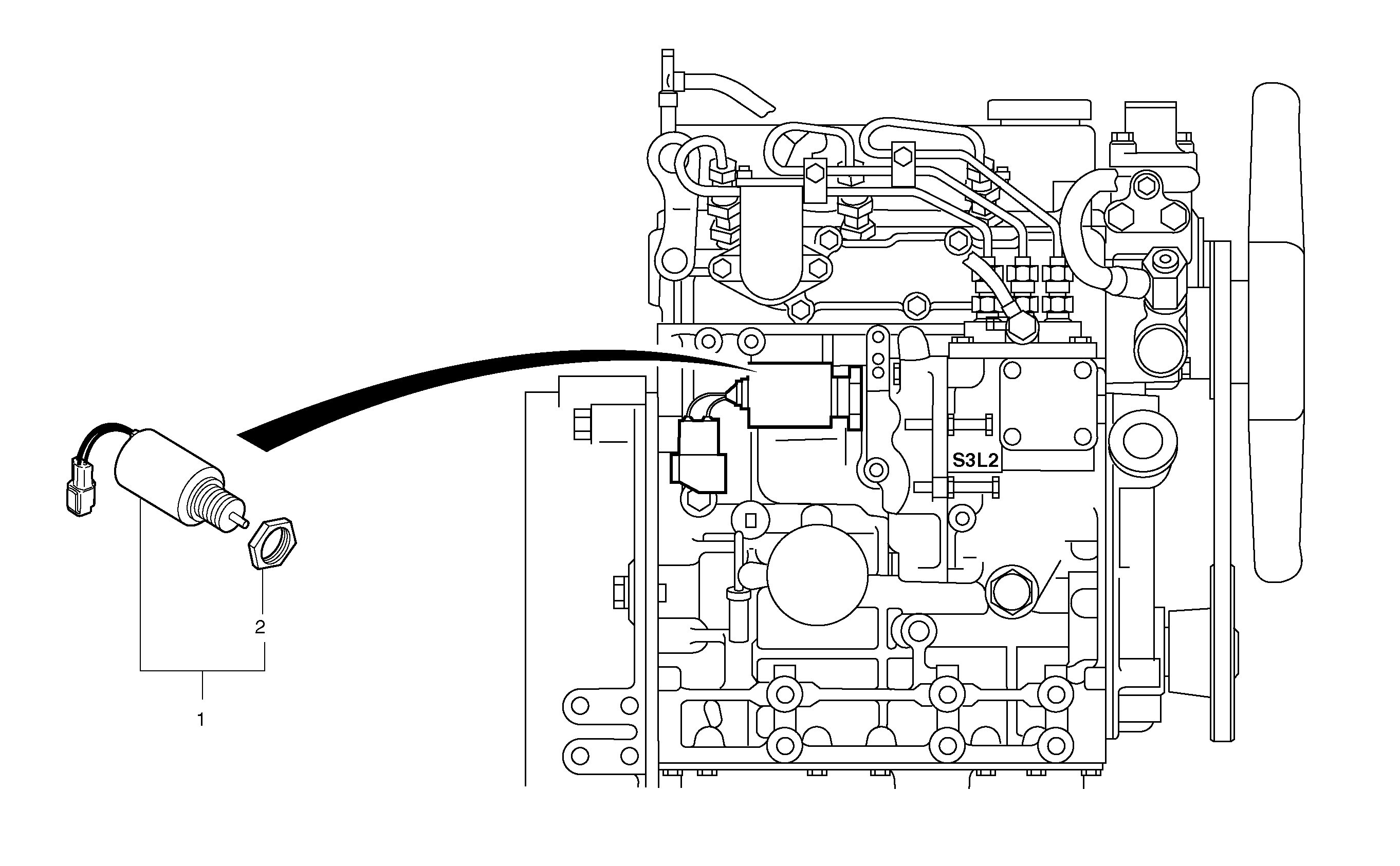 Engine stop electromagnet — volvo parts diagram