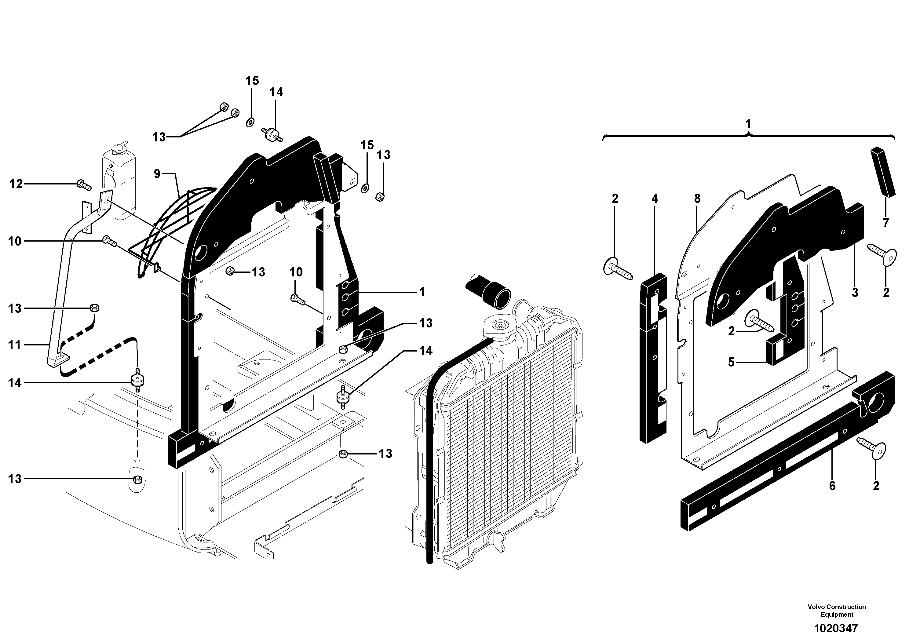 Radiator installation — volvo parts diagram