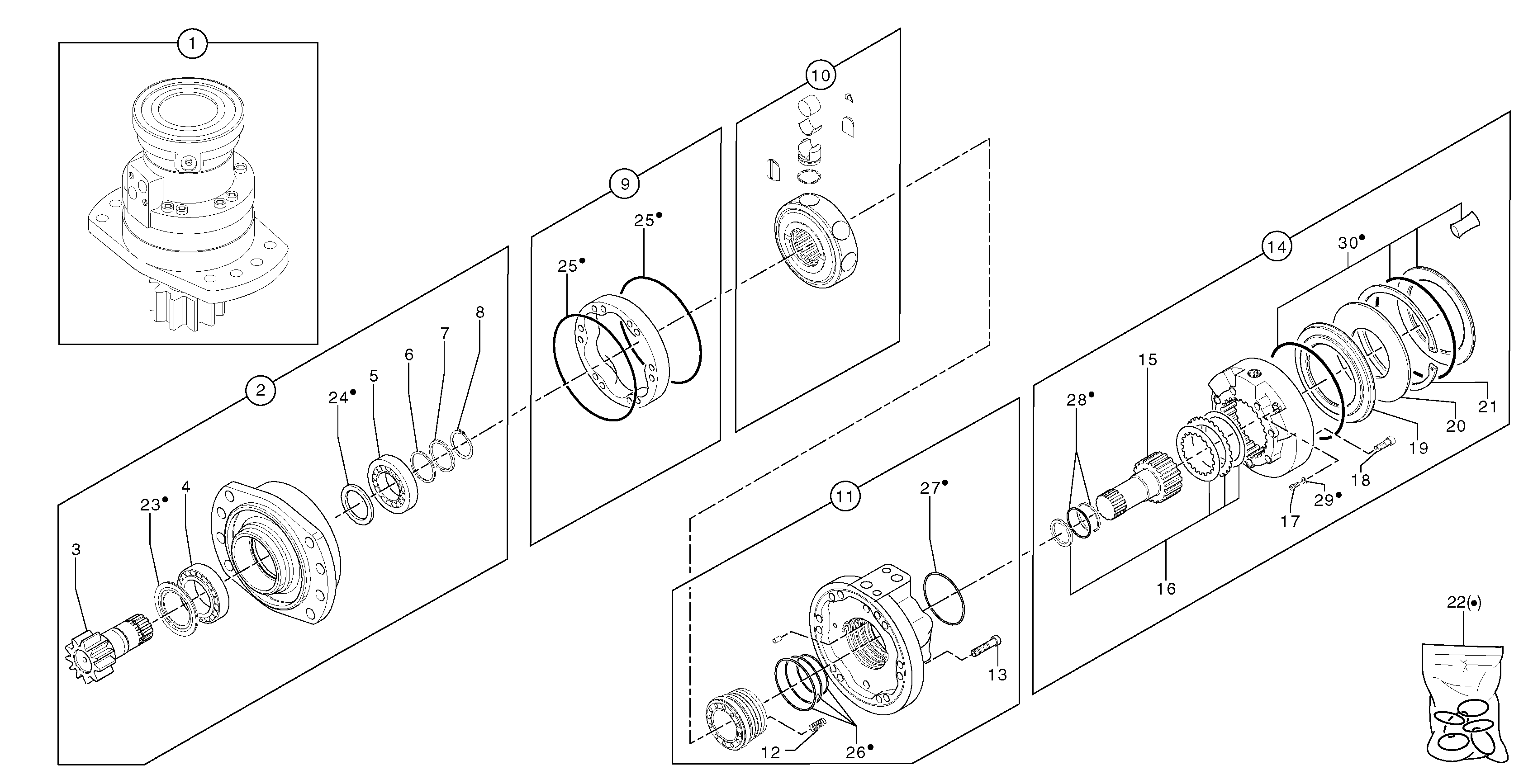 Slewing gear motor — volvo parts diagram