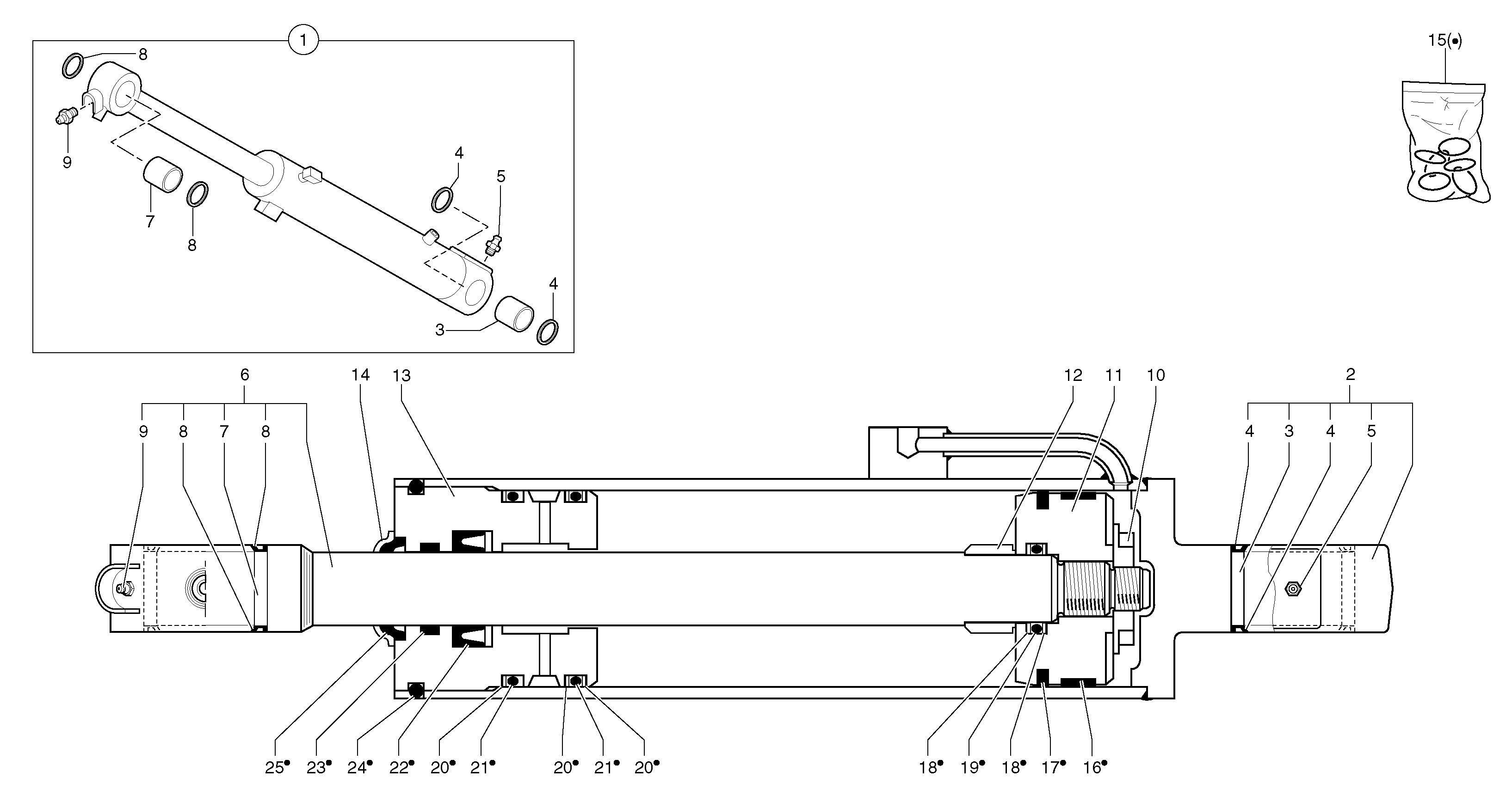 Boom cylinder  S/N13994-S/N14008,S/N14010-S/N14039 — volvo parts diagram