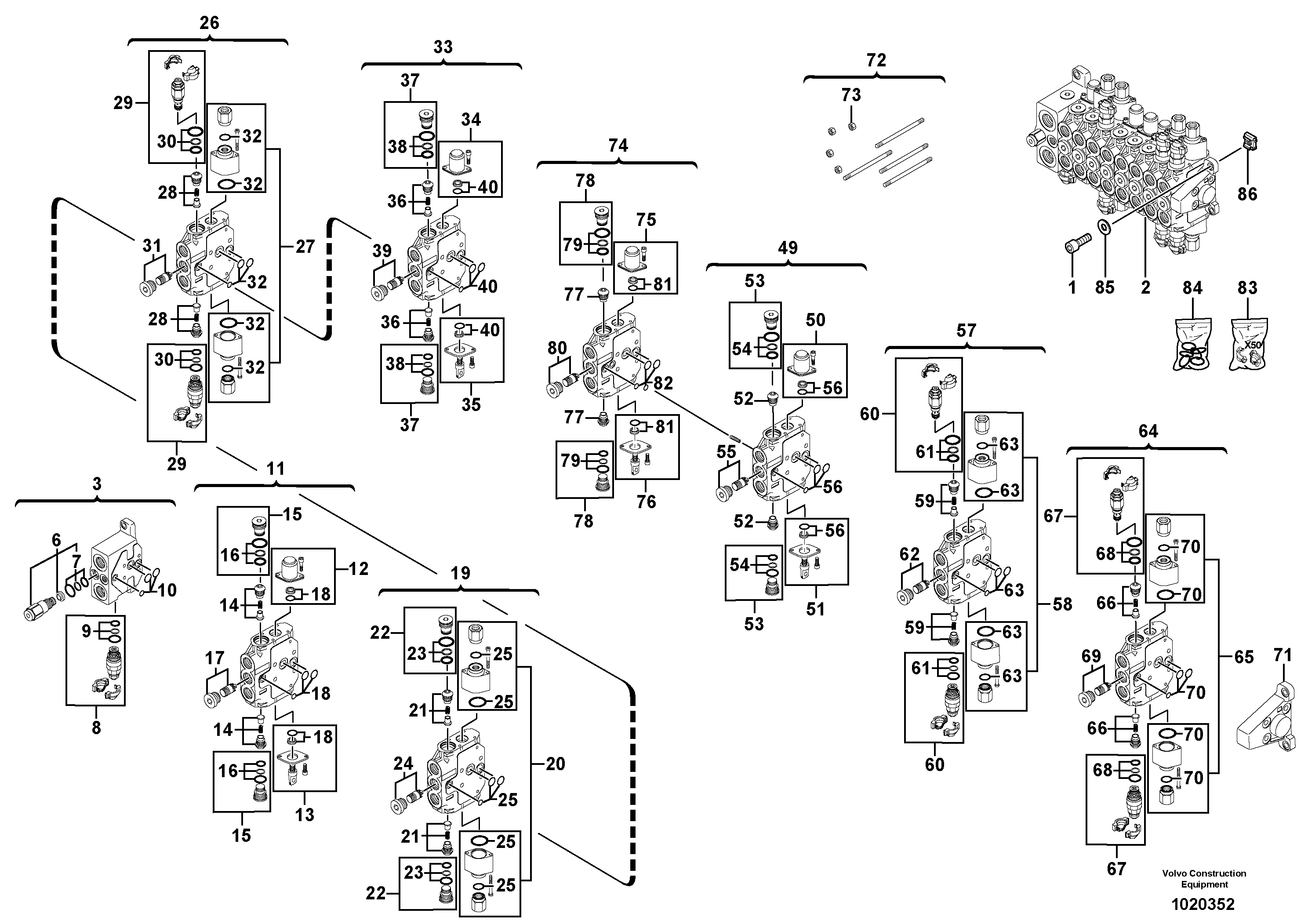 Control valve : 8 spools — volvo parts diagram
