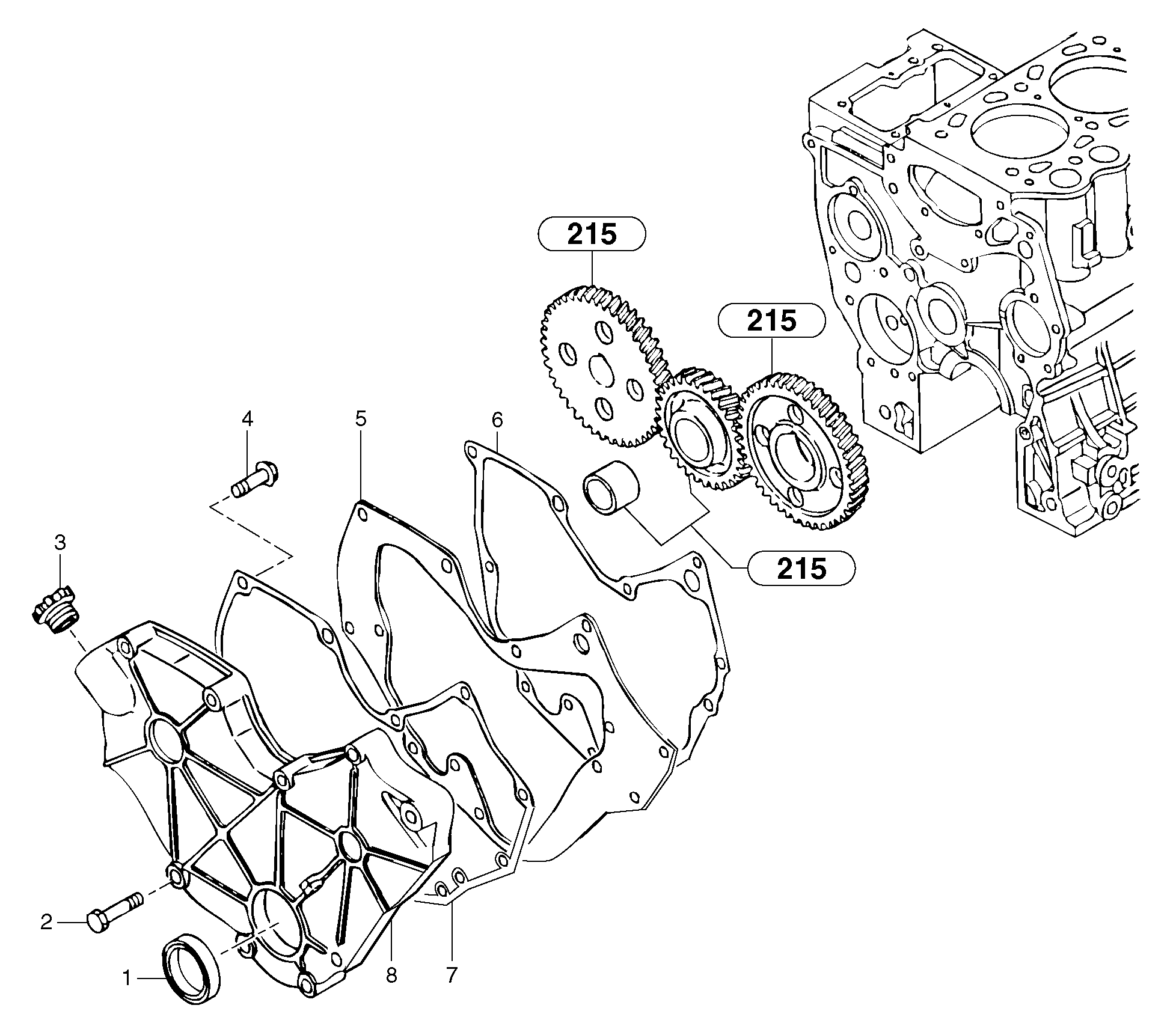 Timing gear casing — volvo parts diagram