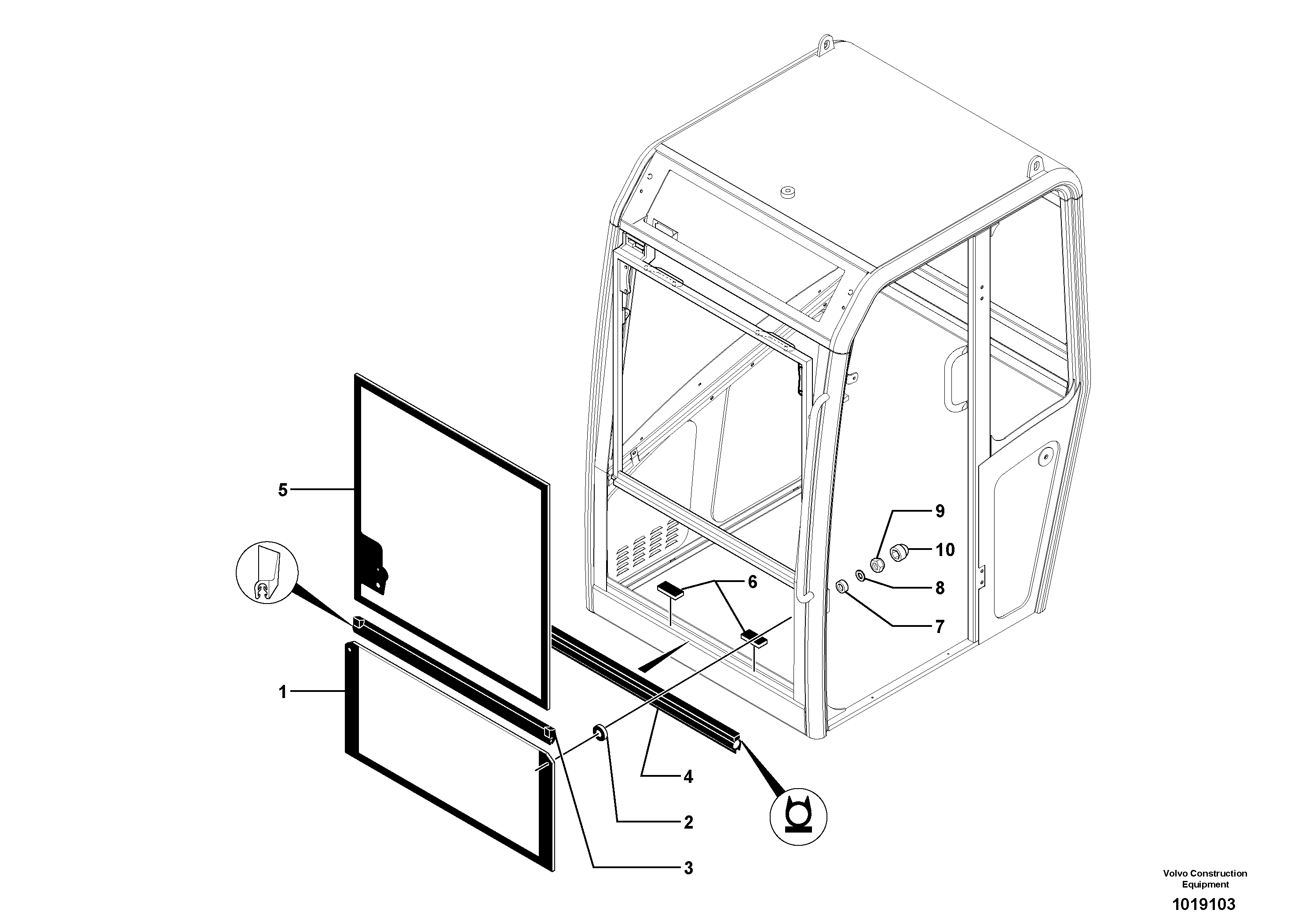 Cab : windshield — volvo parts diagram