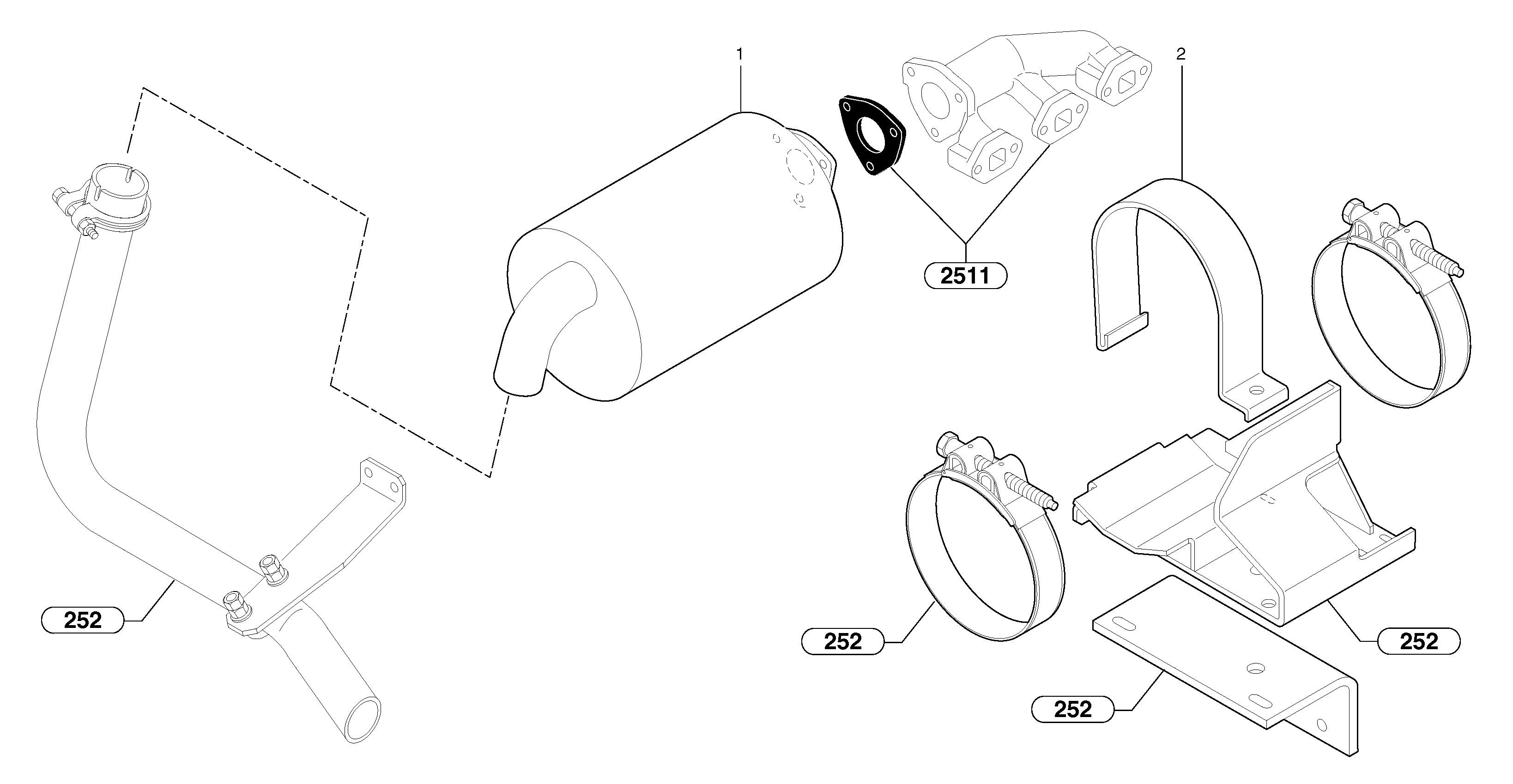 Muffler with catalytic exhaust — volvo parts diagram