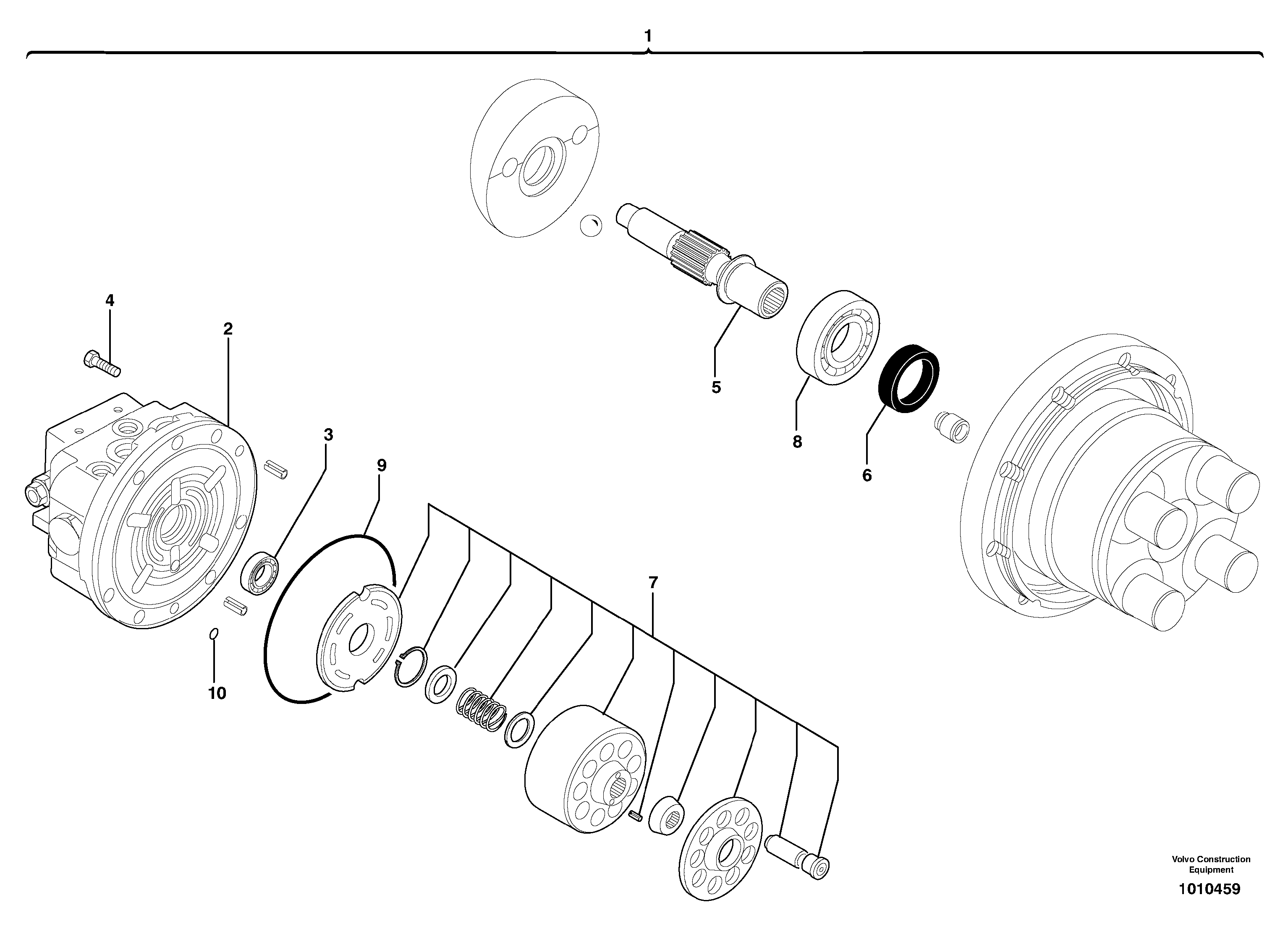 Travelling gear motor assy / without brake — volvo parts diagram