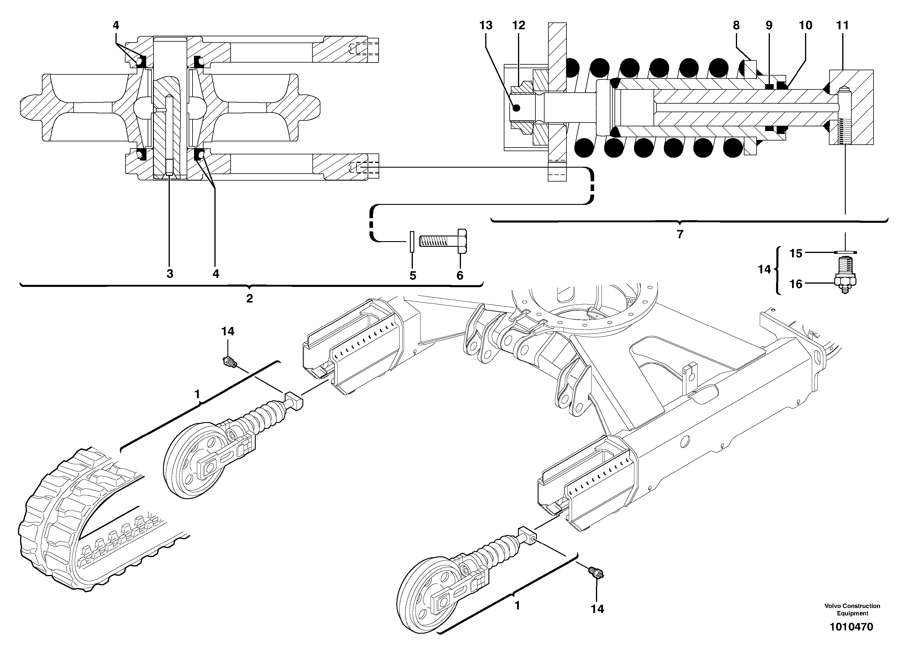 Track tensioning ( rubber tracks ) — volvo parts diagram