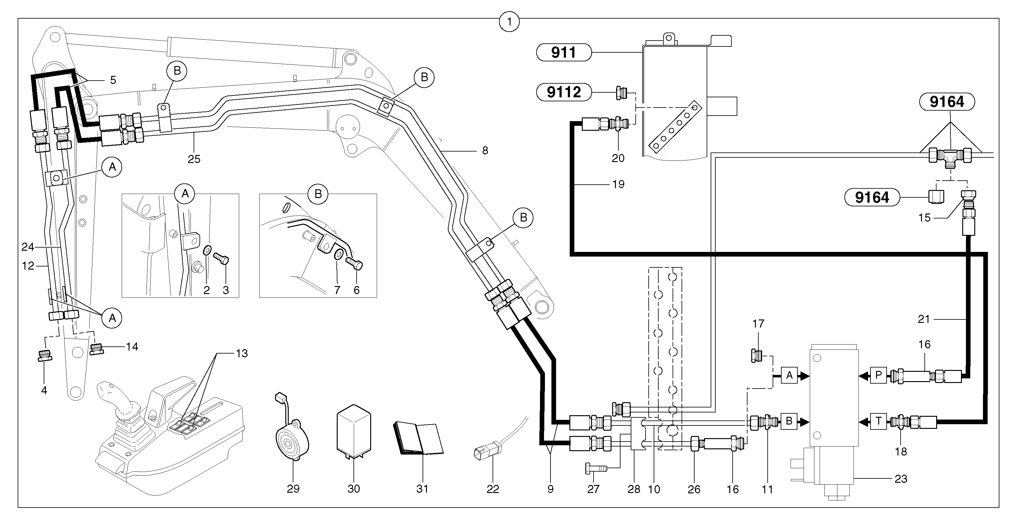 Hyd. circuit (quickfit/double-acting) — volvo parts diagram