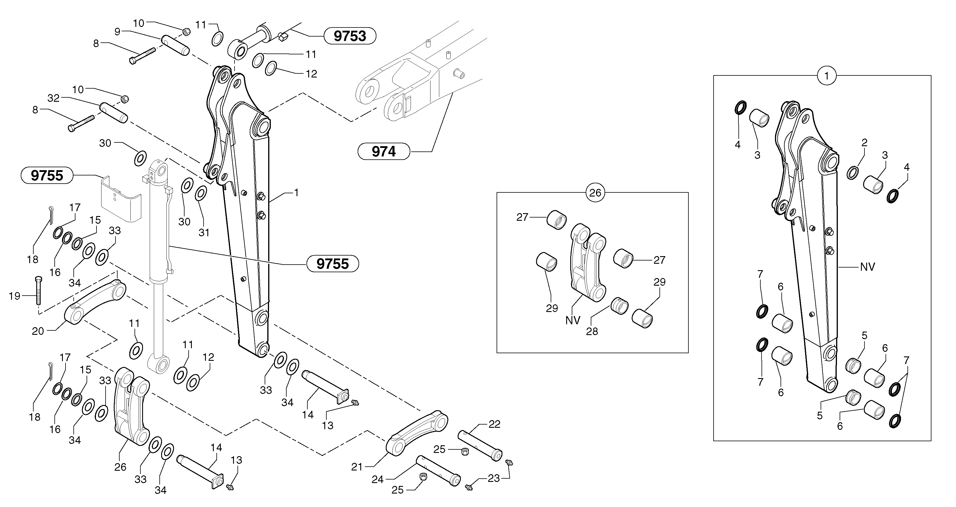 Dipper arm — volvo parts diagram