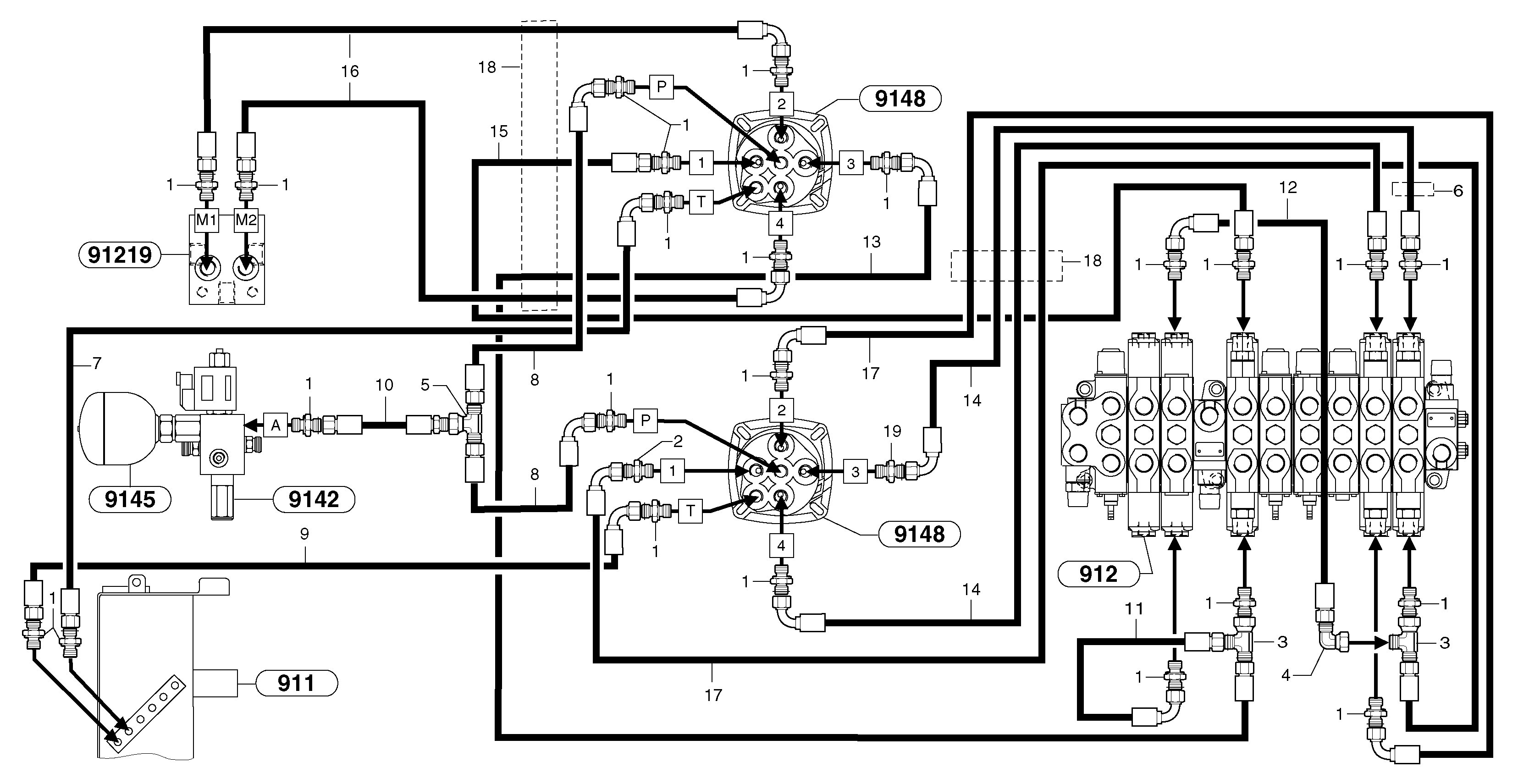 Hydr. circuit ( control's attachment )  STD — volvo parts diagram