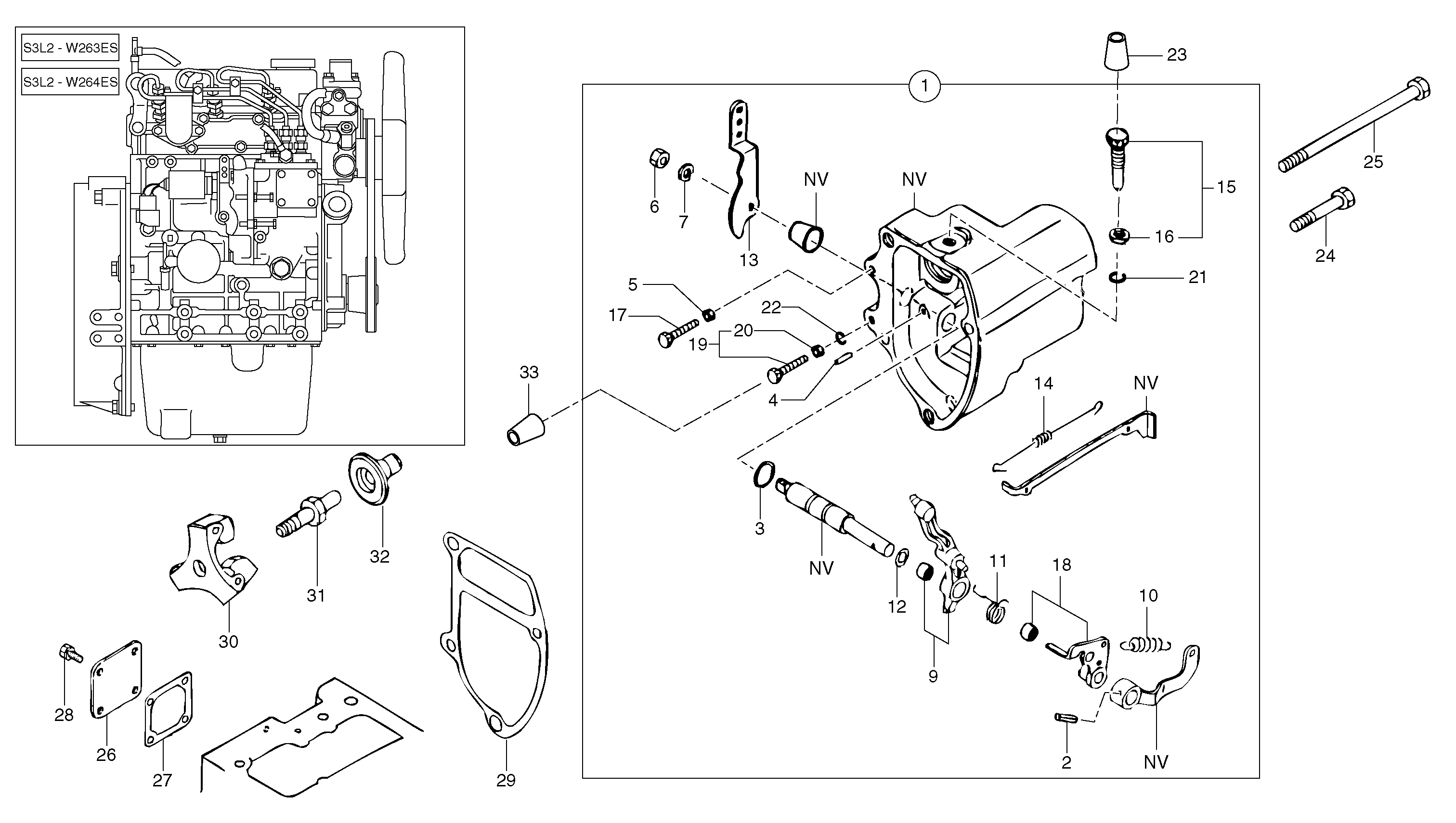 Engine injection pump control  S3L2-W263ES / S3L2-W264ES — volvo parts diagram