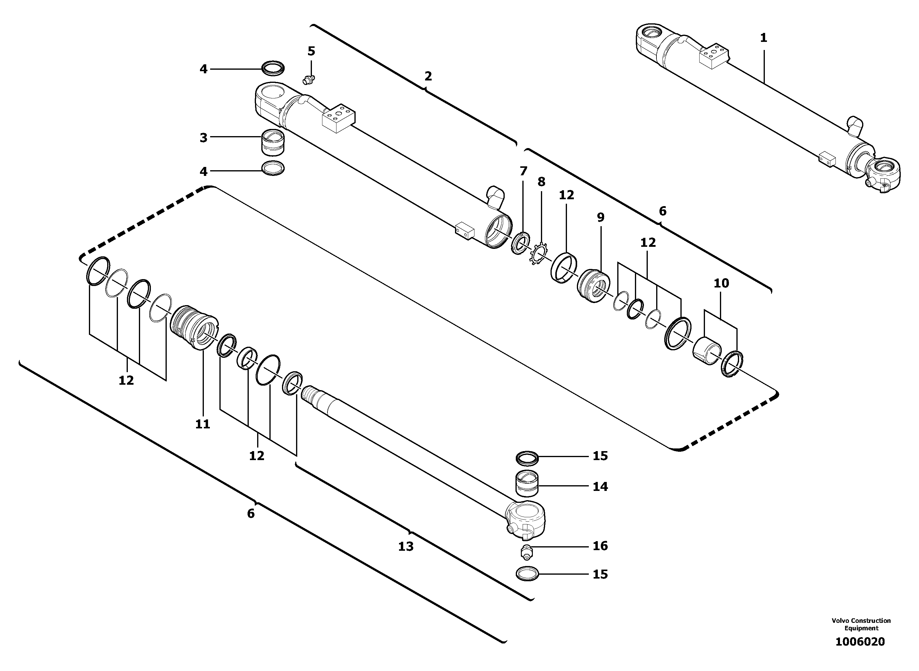 Boom cylinder  S/N13993,S/N14009 — volvo parts diagram