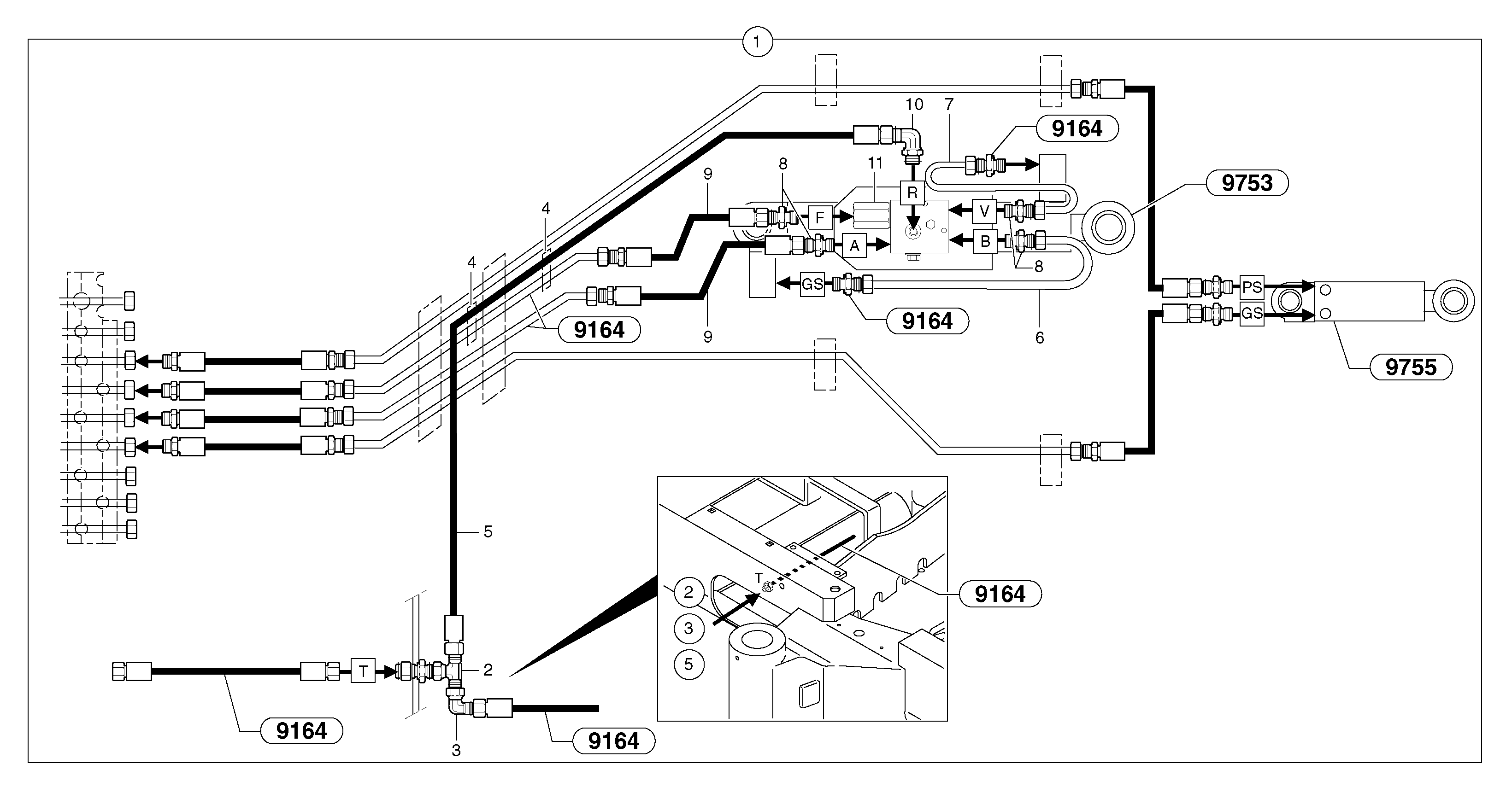Hydraulic circuit ( safety valve / dipper arm ) — volvo parts diagram