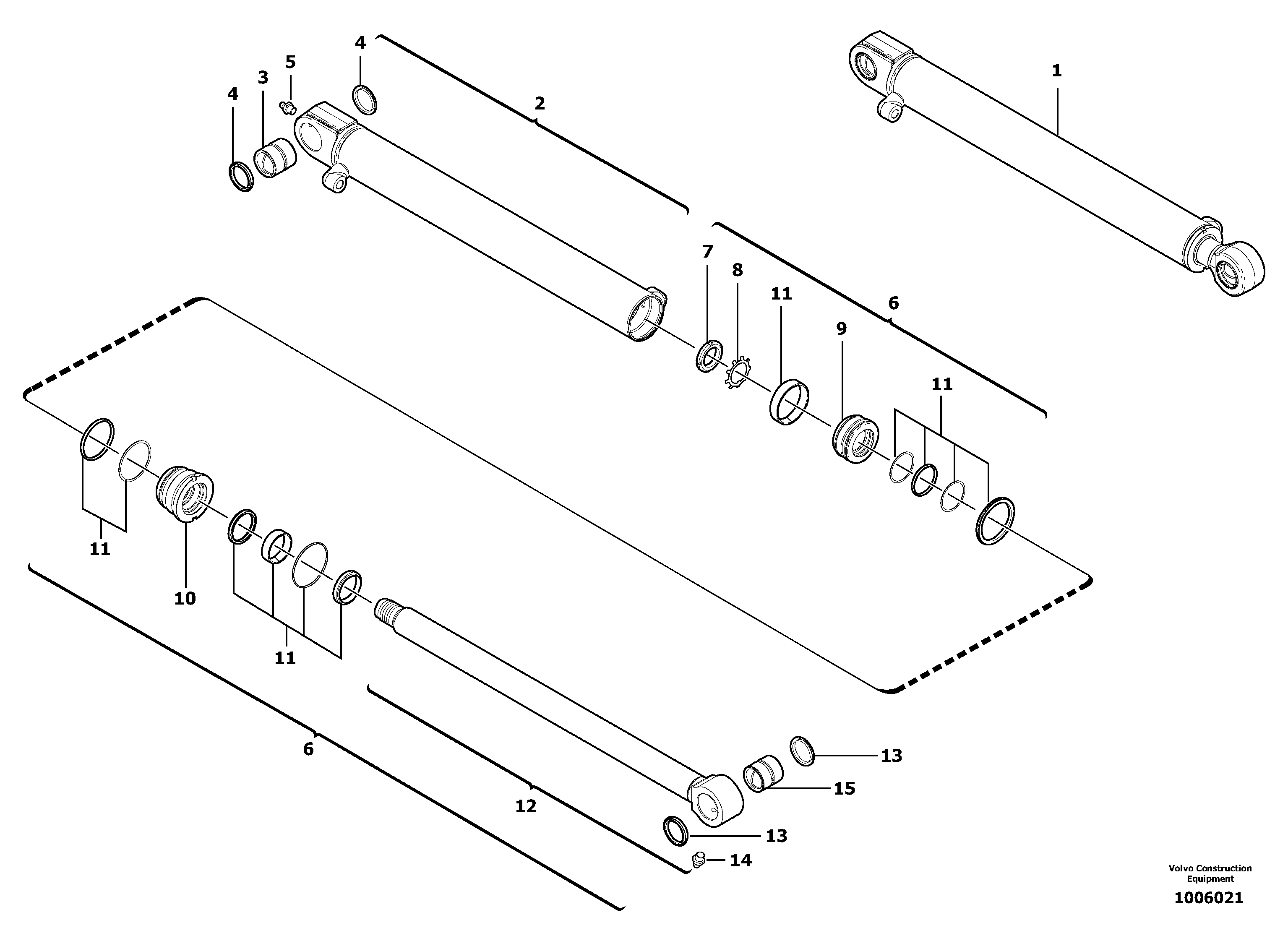 Dipper arm cylinder  S/N13993,S/N14009 — volvo parts diagram