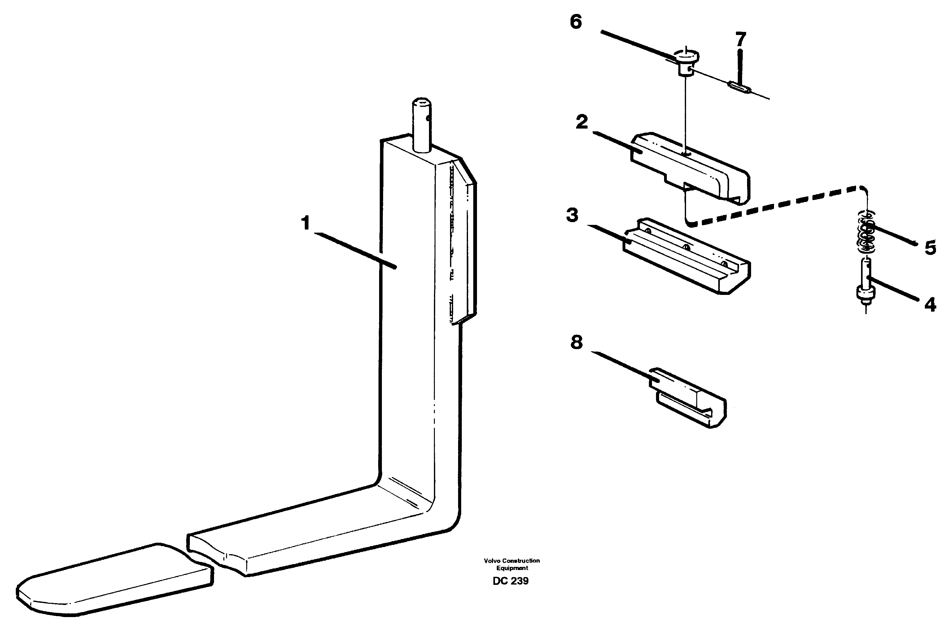 Fork tines  L30, L50/B/C/D, L70/B/C/D, EL70/C — volvo parts diagram