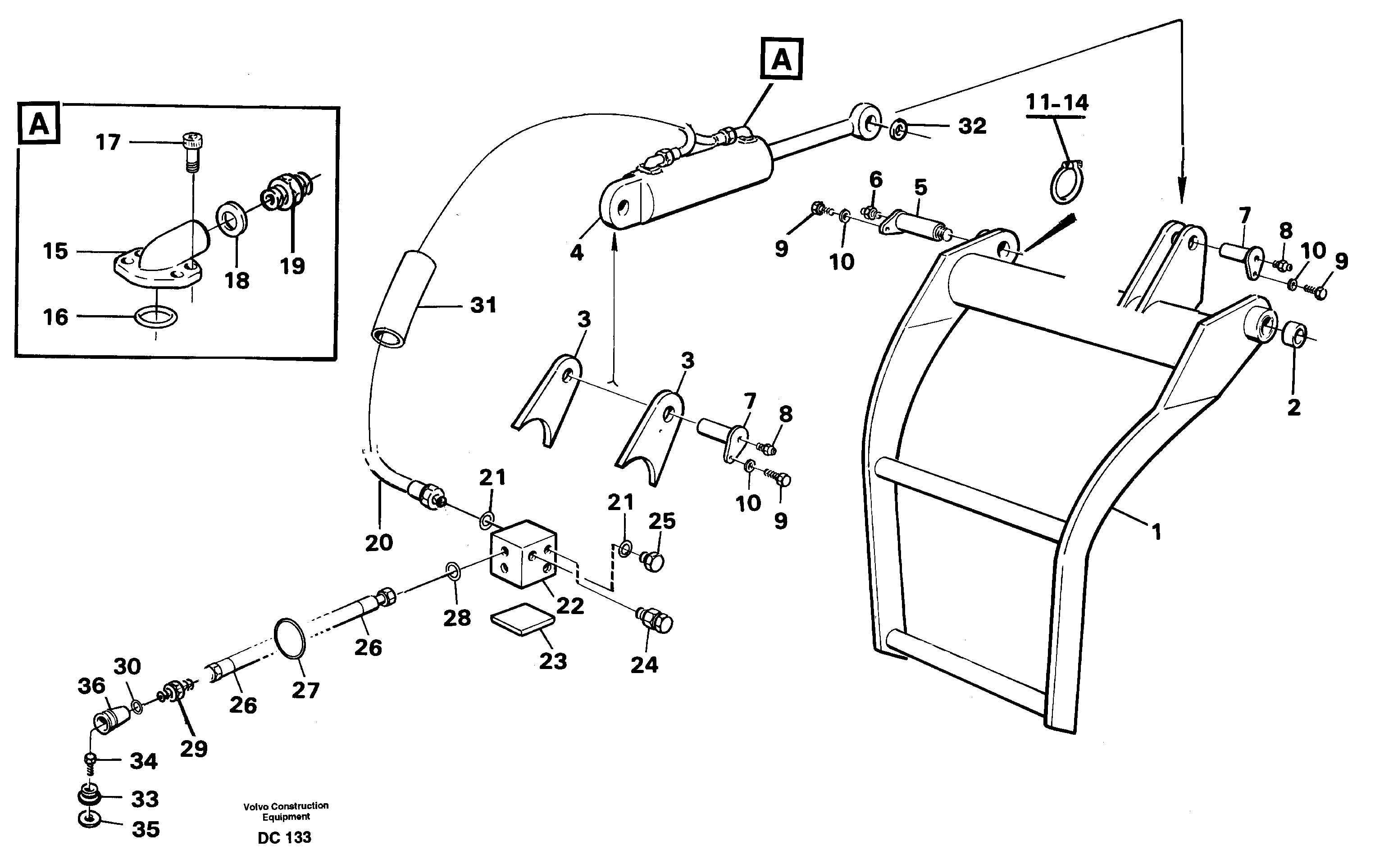 Holder-on  L50, L70, L90/B, L120 — volvo parts diagram