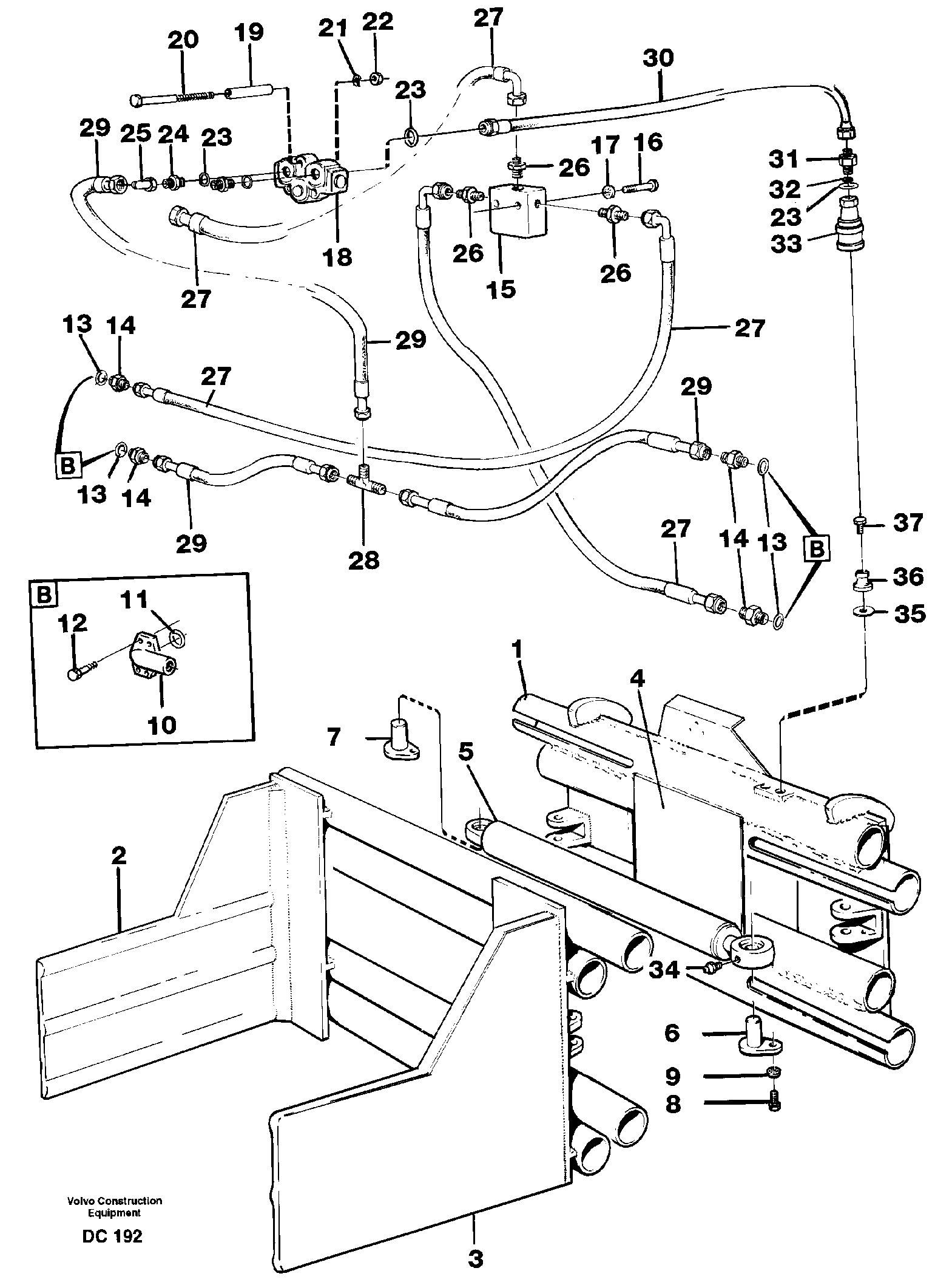 Hydraulic bale clamp  L90/B, L120/B — volvo parts diagram